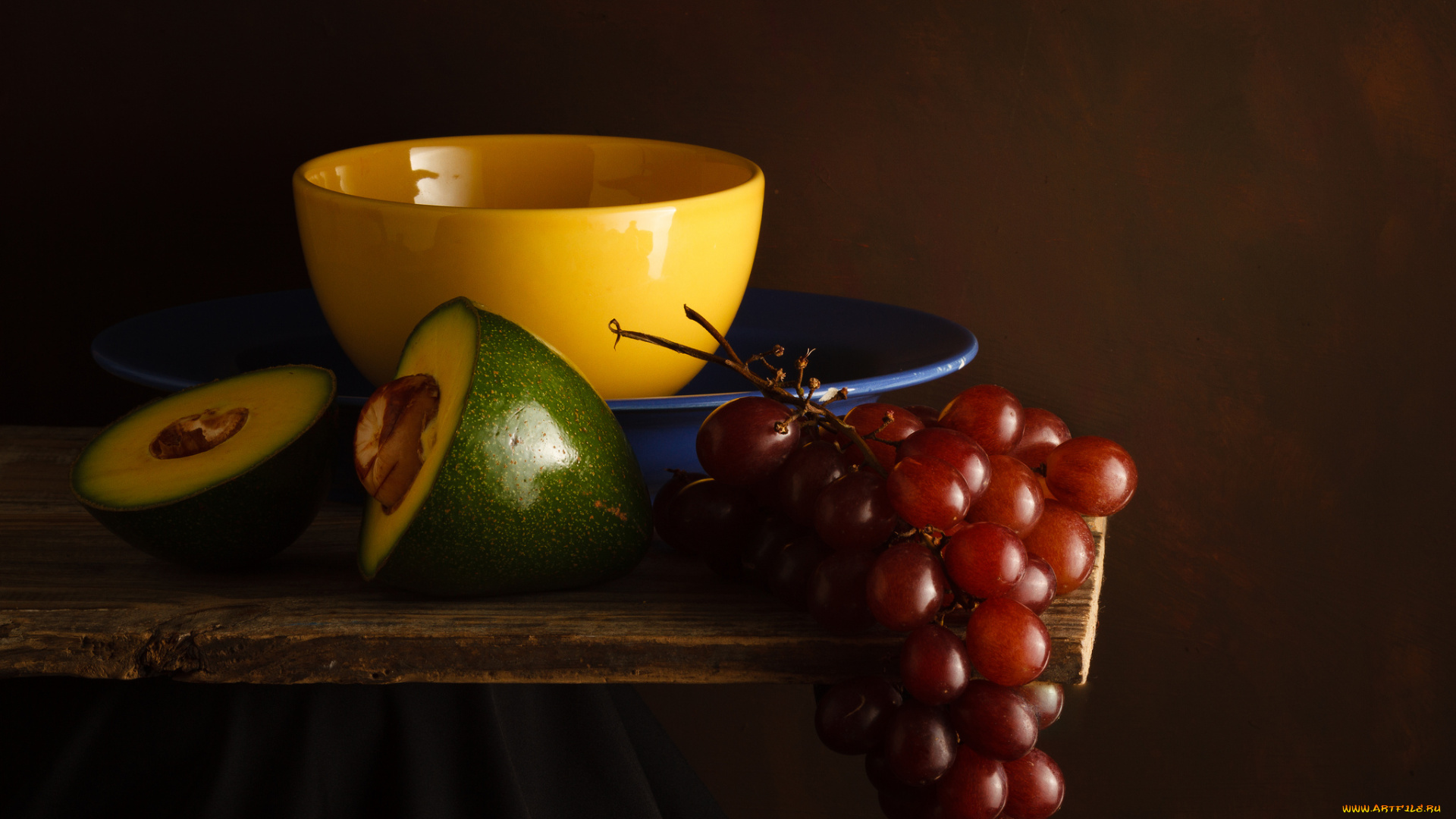 еда, фрукты, и, овощи, вместе, виноград, авокадо