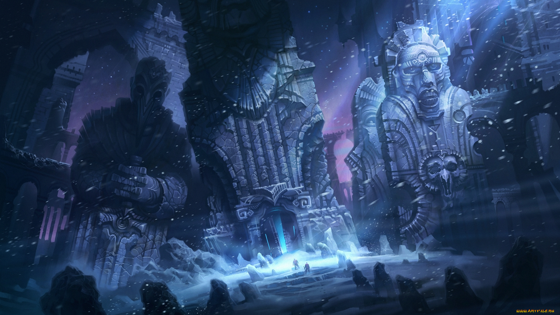 фэнтези, иные, миры, , иные, времена, храм, статуя, снег