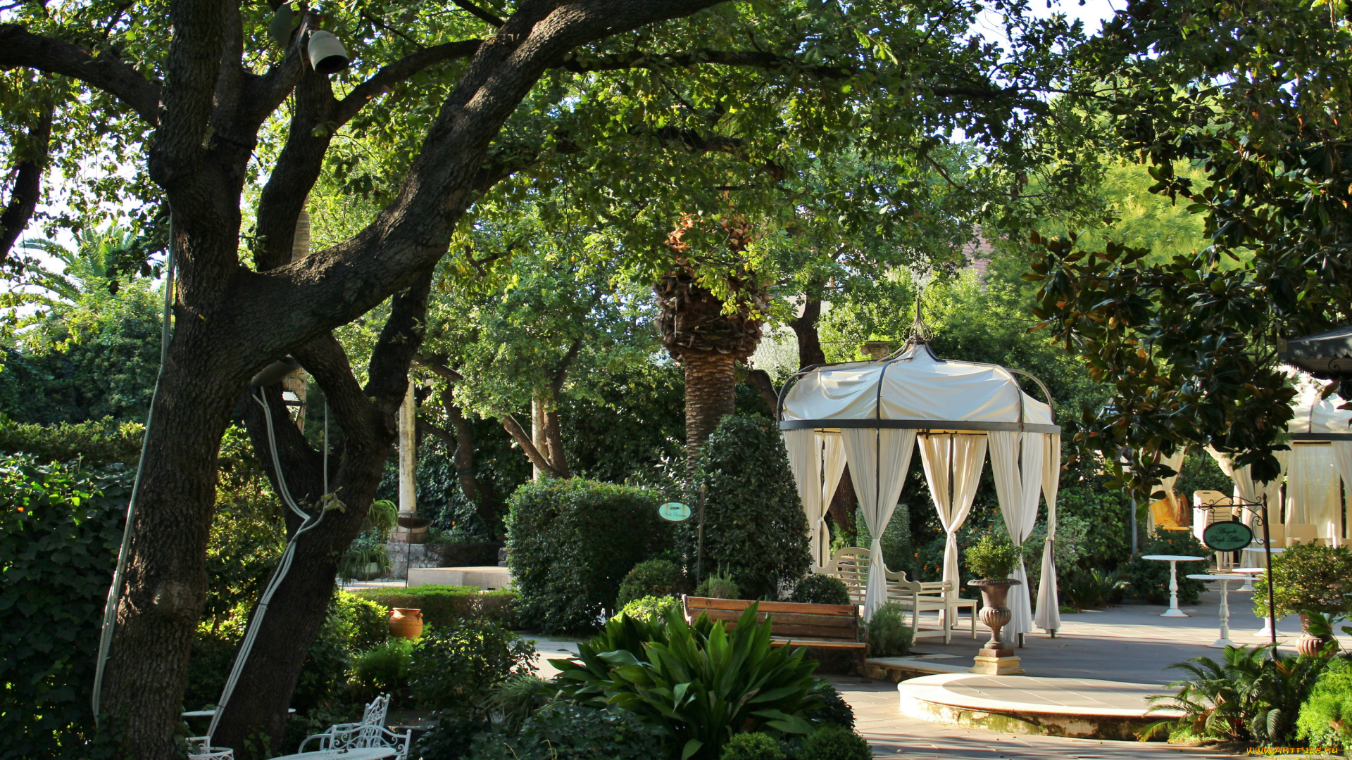 италия, сицилия, san, giovanni, la, punta, природа, парк, италия, сицилия, беседки, деревья