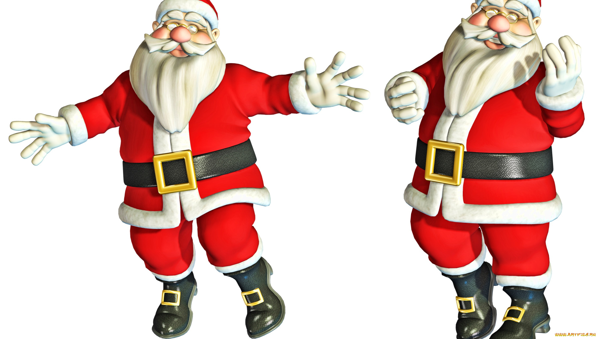 праздничные, 3д, графика, , новый, год, санта, клаусы
