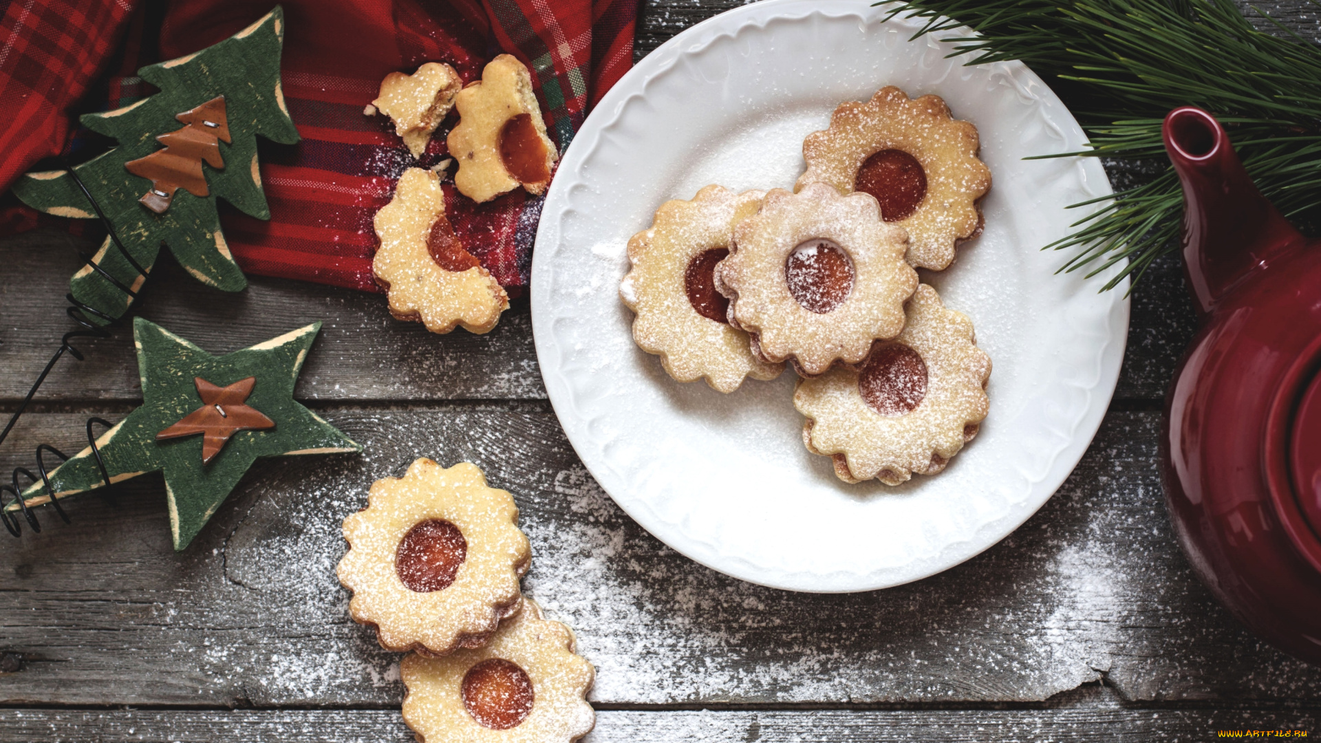 праздничные, угощения, печенье, елки