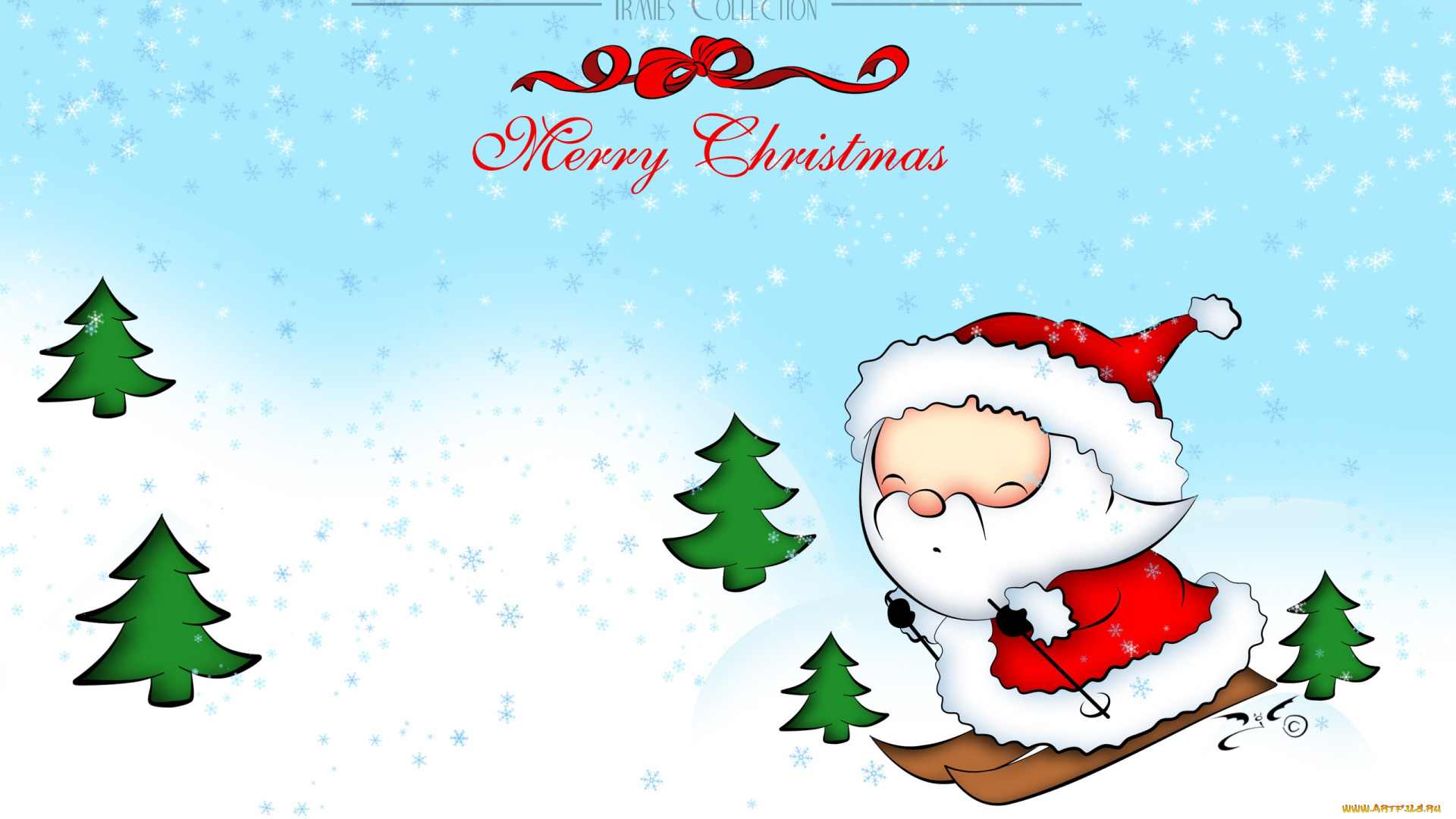 праздничные, векторная, графика, , новый, год, лыжи, дед, мороз