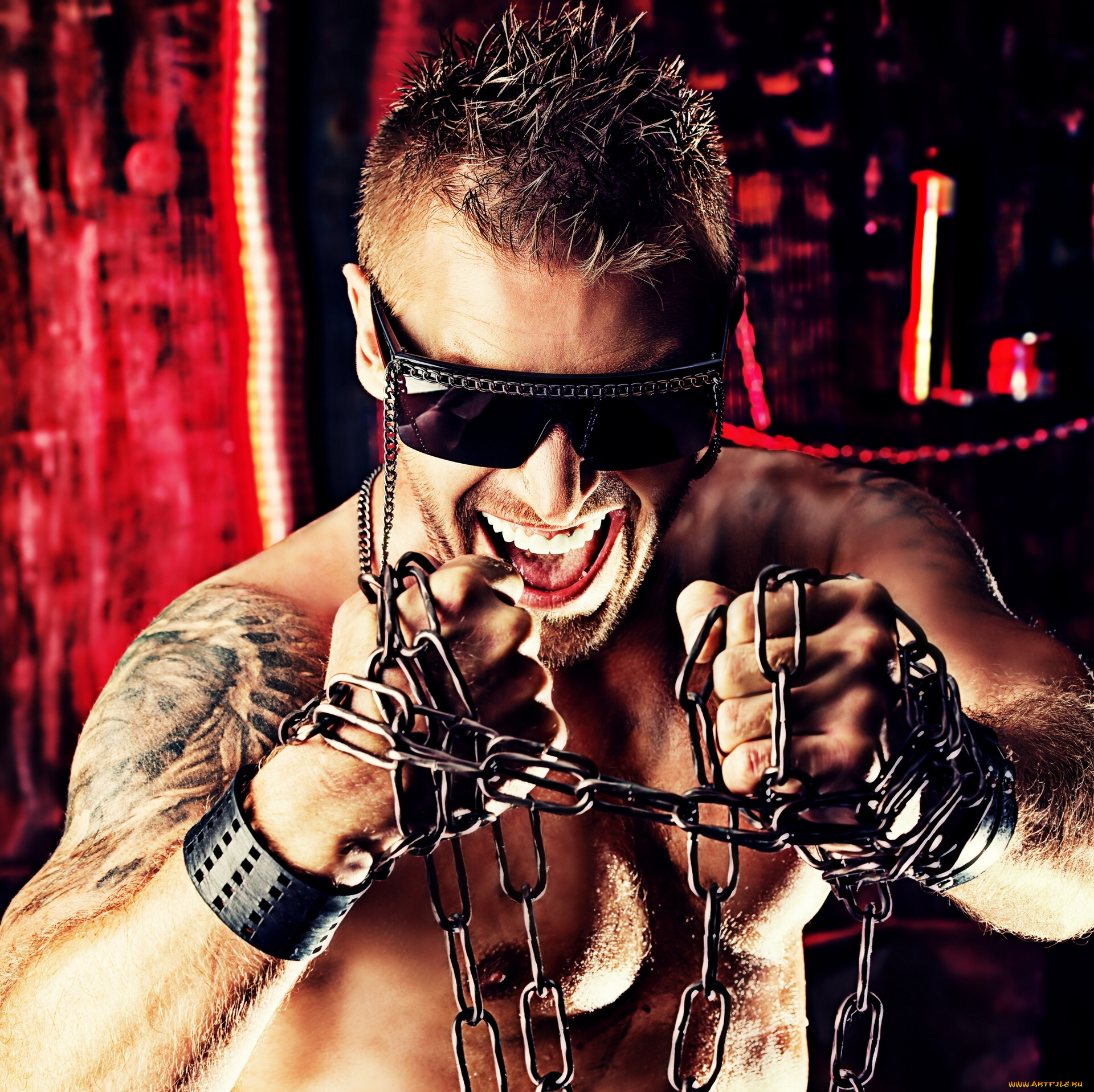 мужчины, -, unsort, кулаки, цепь, очки