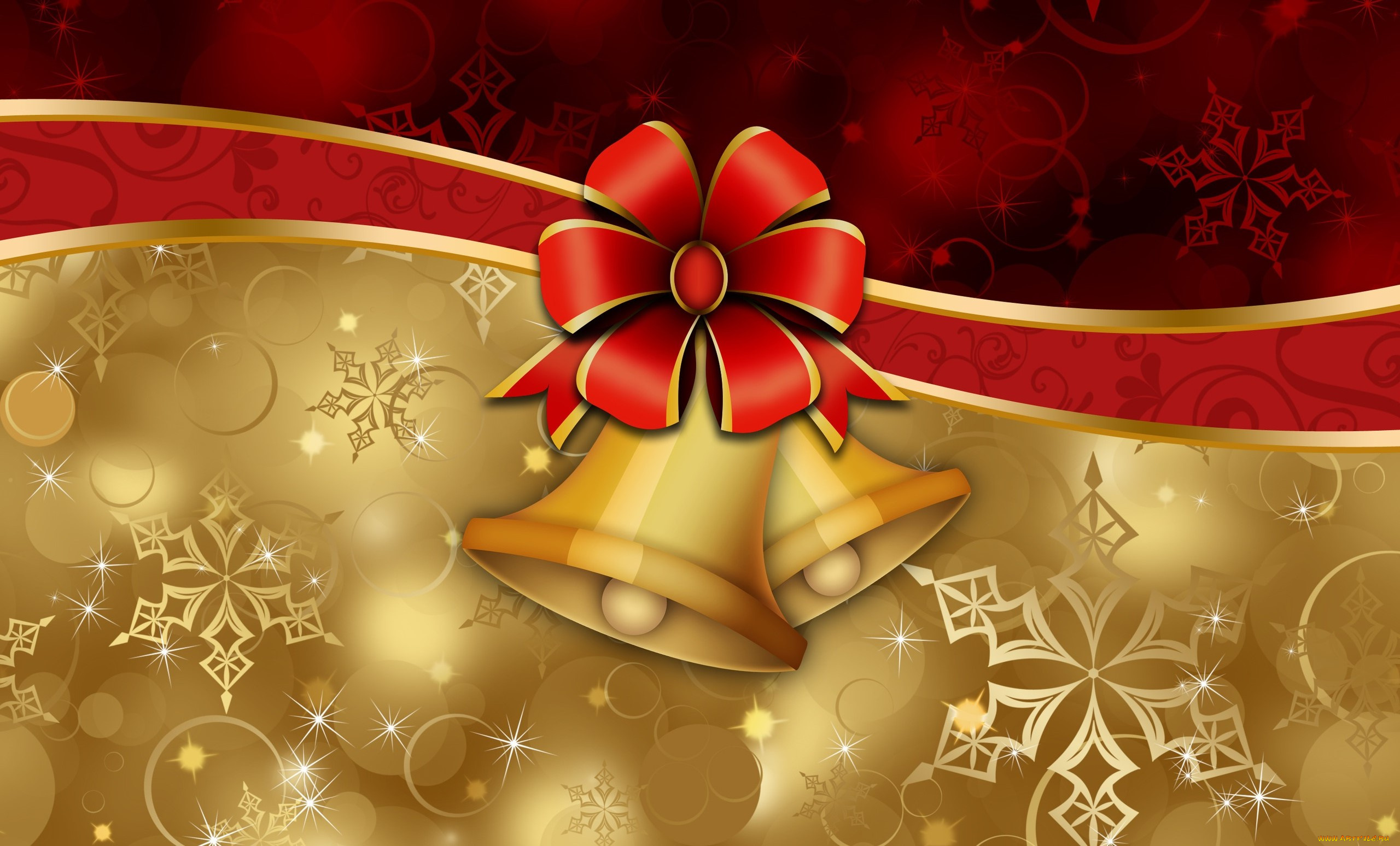 праздничные, векторная, графика, , новый, год, снежинки, лента, колокольчики