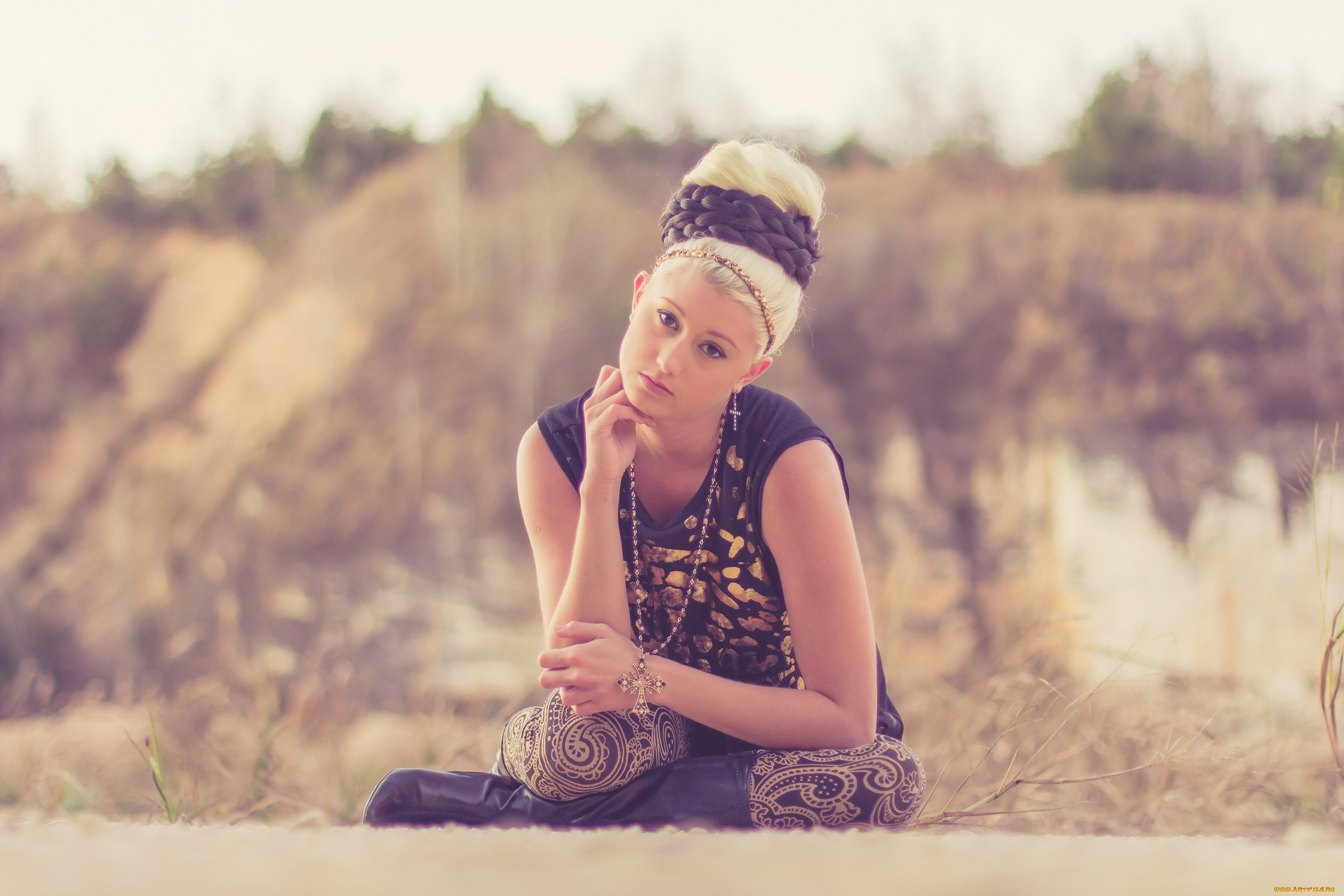 девушки, -unsort, , блондинки, крест, причёска, sophia, стиль, взгляд