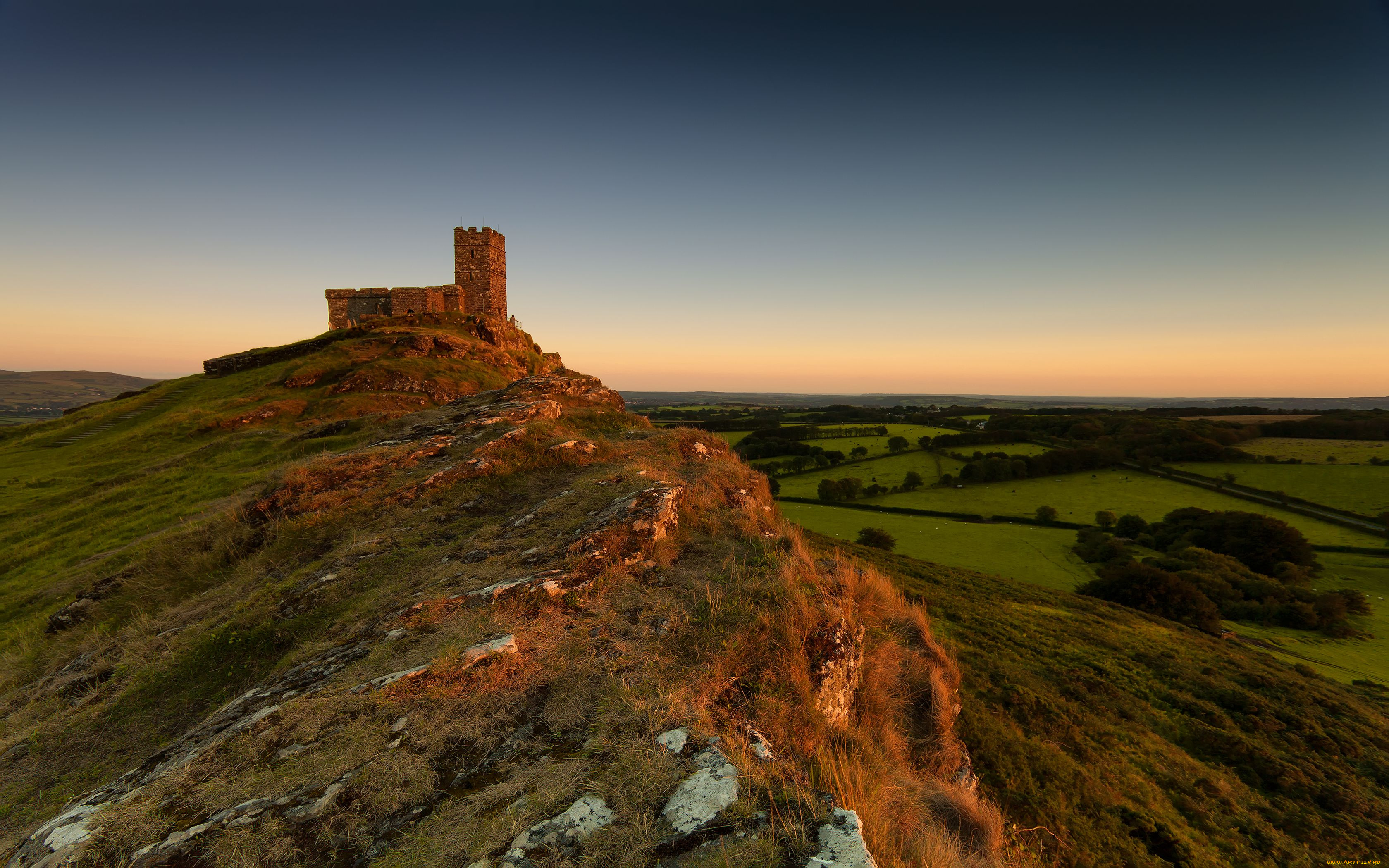church, of, saint, michael, de, rupe, , brentor, , west, devon, , england, города, -, исторические, , архитектурные, памятники, брент, тор, церковь, поля, холм, панорама, западный, девон, англия, brent, tor, брентор, brentor, west, devon, england