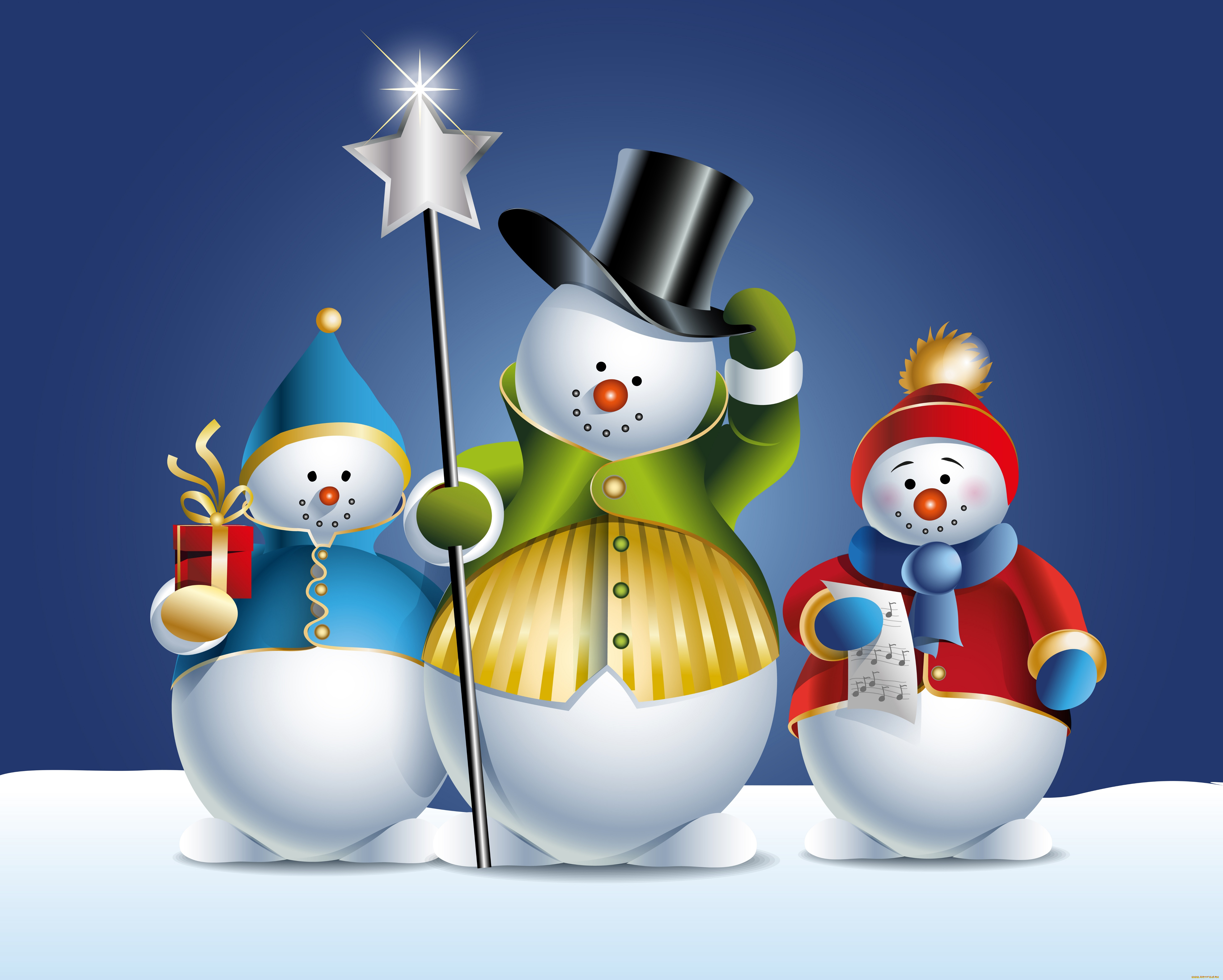 праздничные, векторная, графика, , новый, год, снеговики