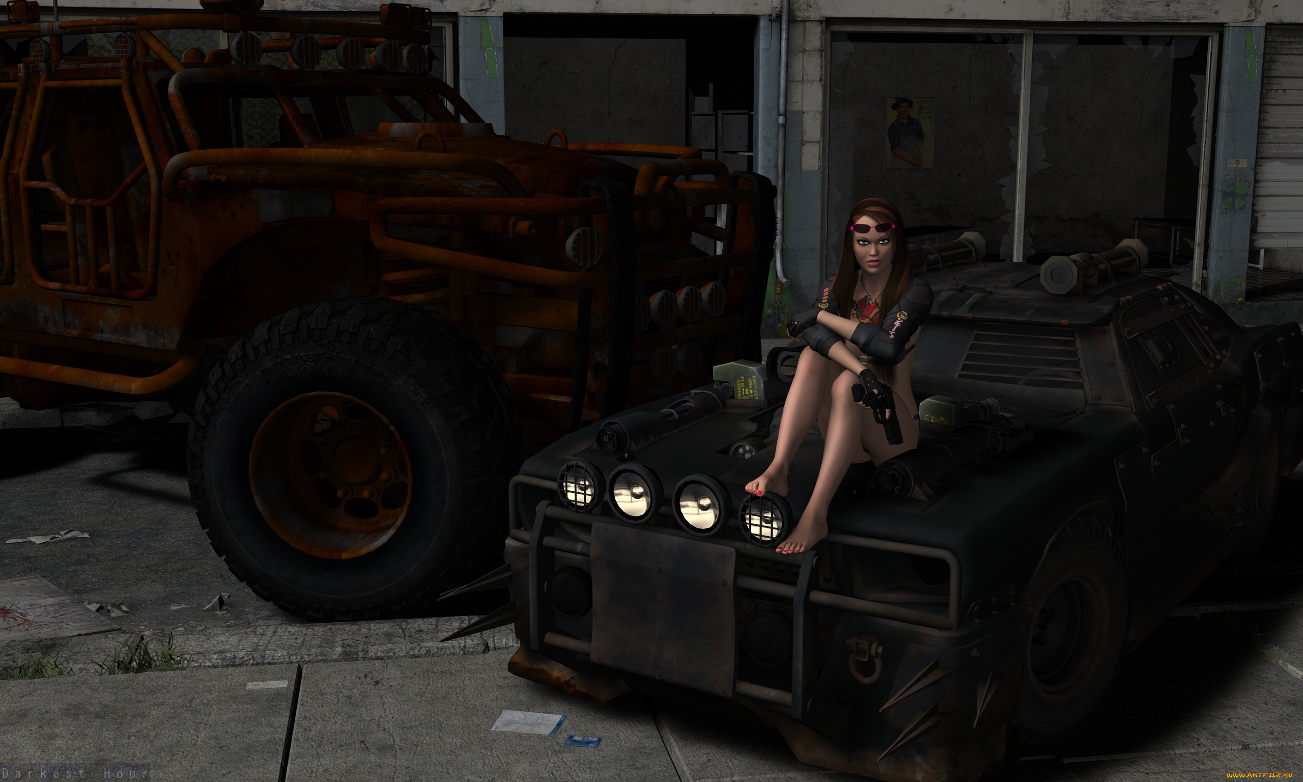 3д, графика, люди, , people, фон, взгляд, девушка, автомобиль