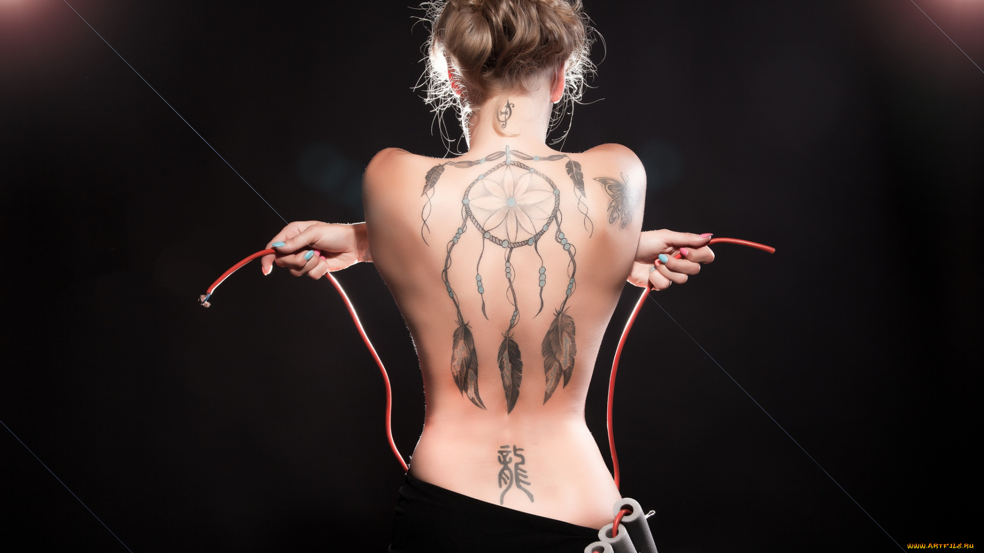 девушки, -unsort, , брюнетки, , шатенки, тату, спина