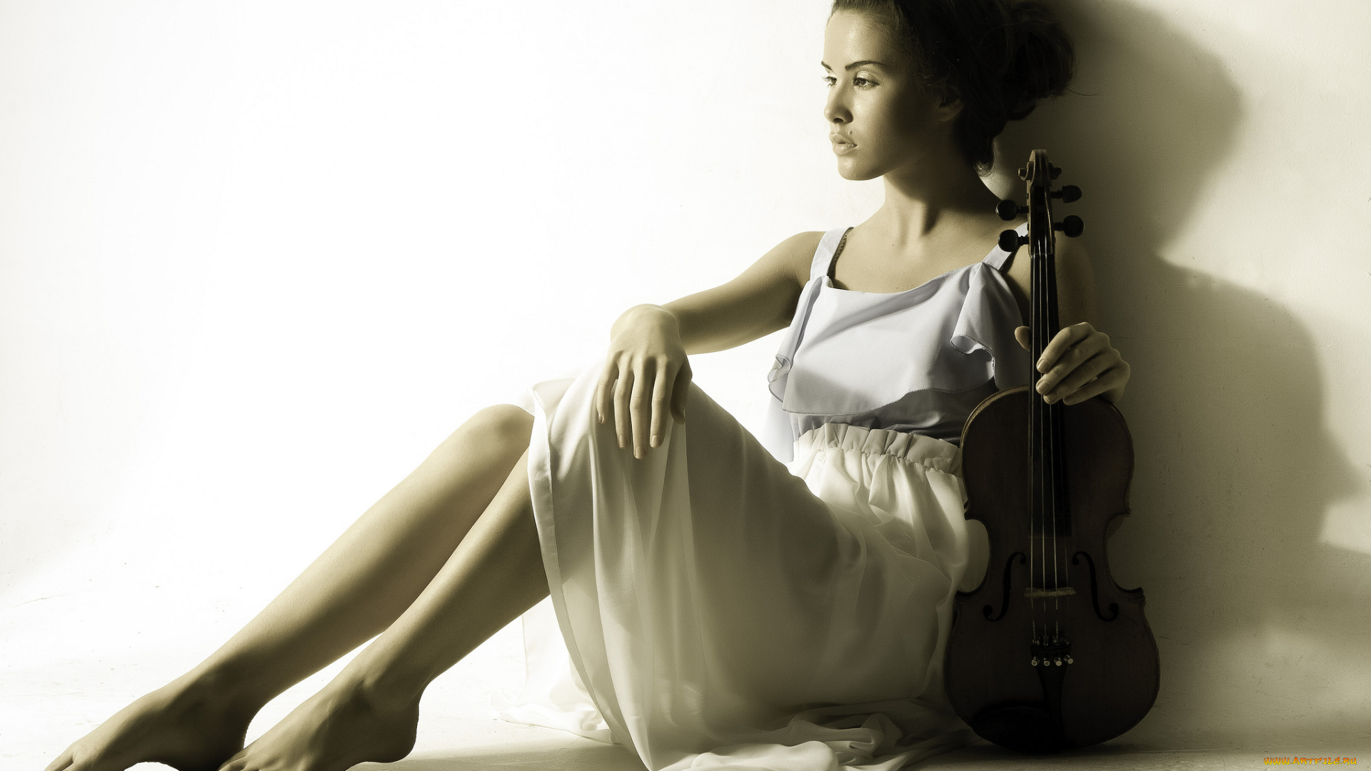 девушки, -unsort, , брюнетки, , шатенки, взгляд, лицо, скрипка