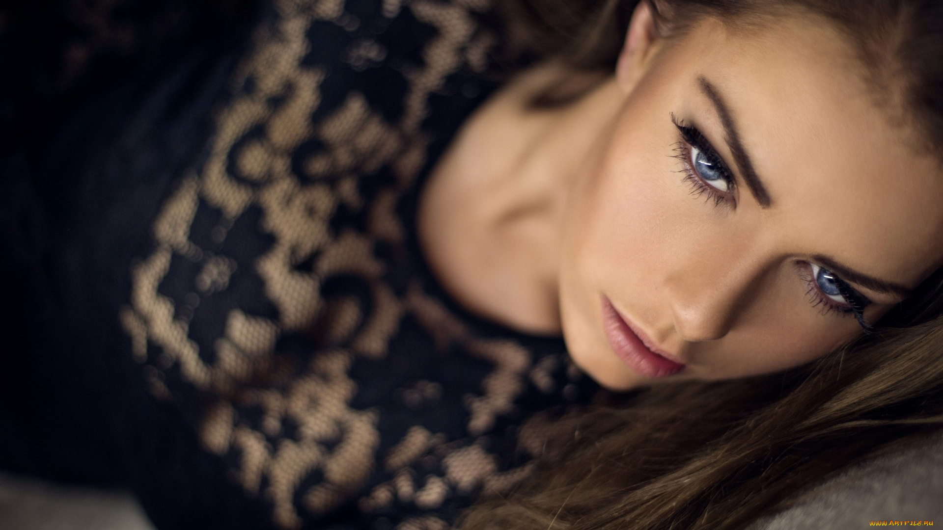 katrine, thyge, jensen, девушки, взгляд, кружево, ракурс, декольте, русая