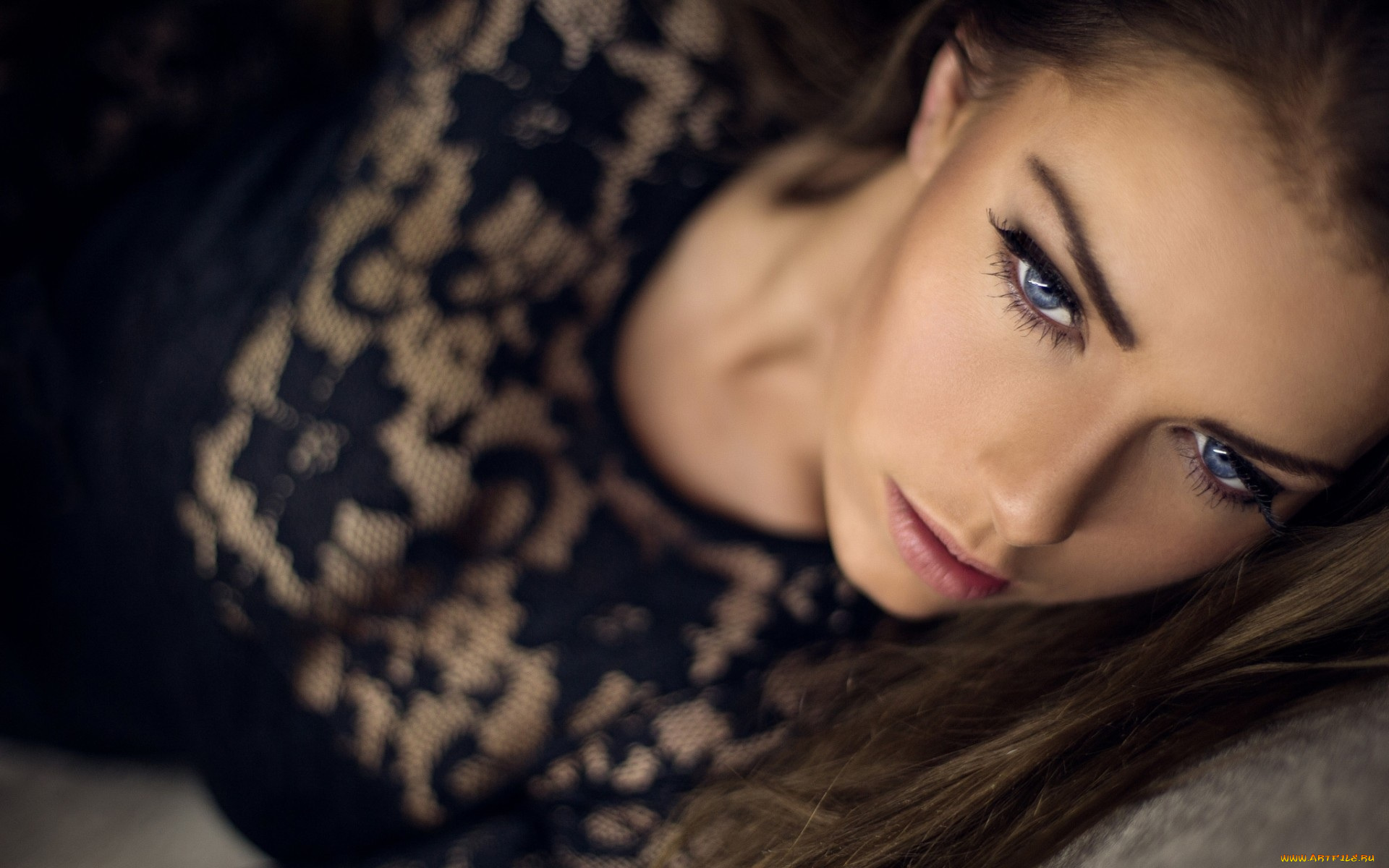 katrine, thyge, jensen, девушки, взгляд, кружево, ракурс, декольте, русая