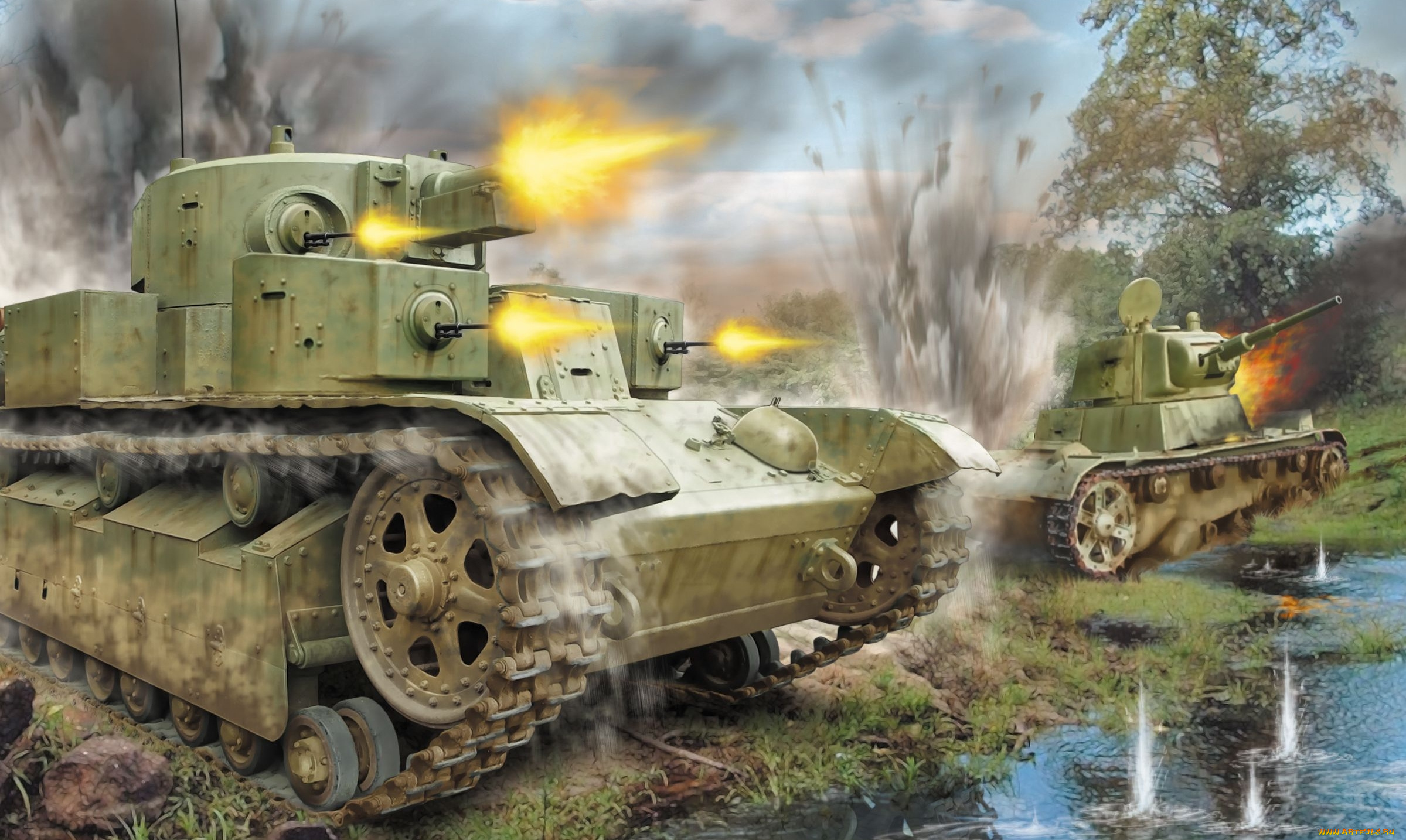 рисованное, армия, танк