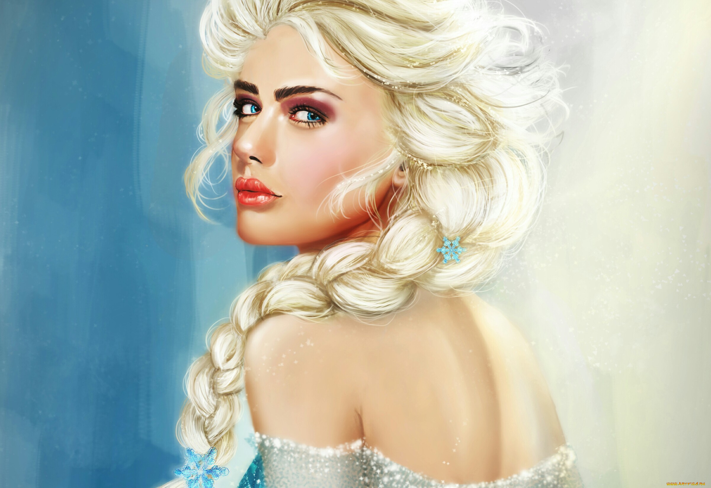 рисованное, люди, фон, взгляд, девушка