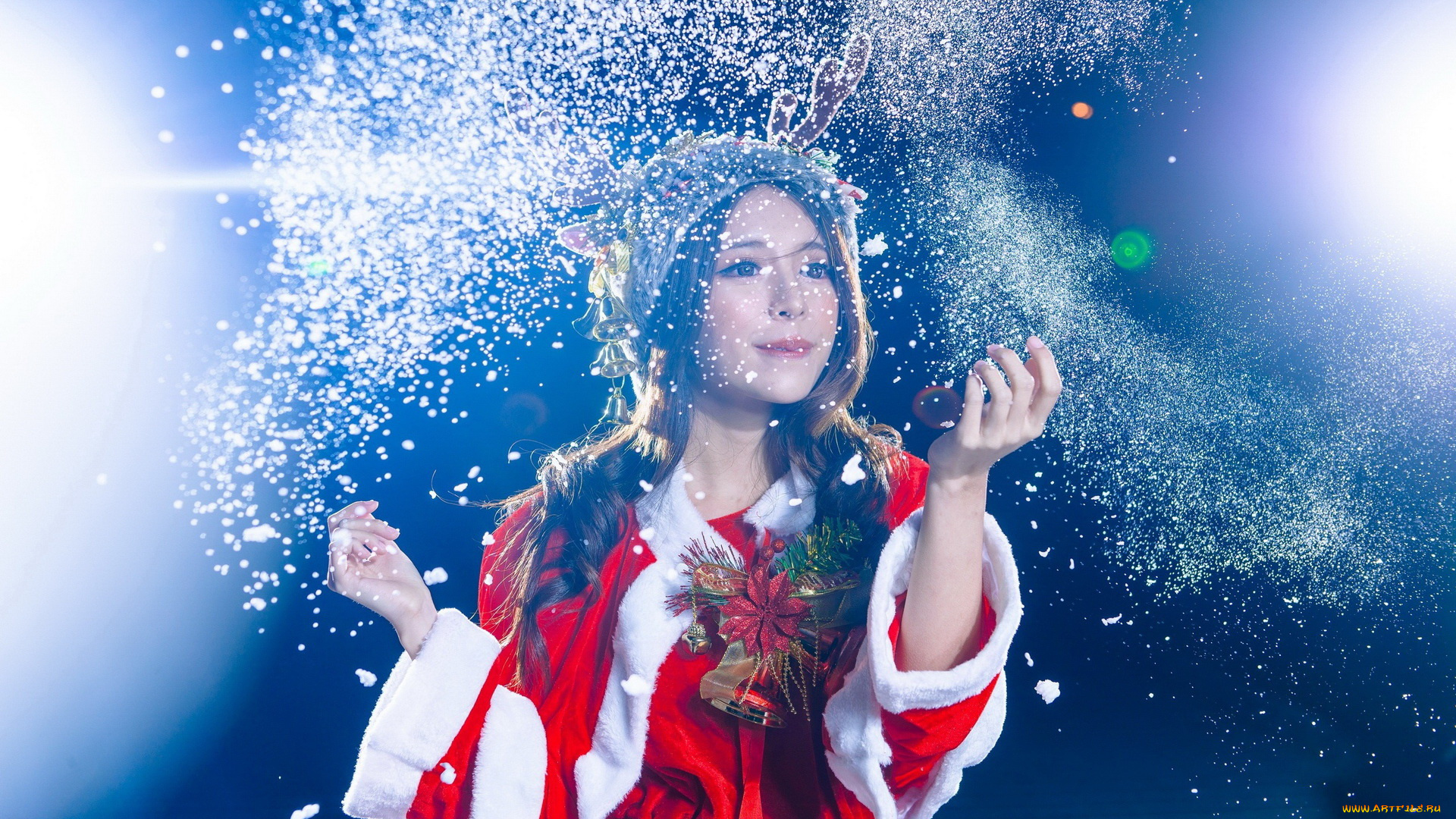 девушки, -unsort, , снегурочки, девушка, взгляд, фон