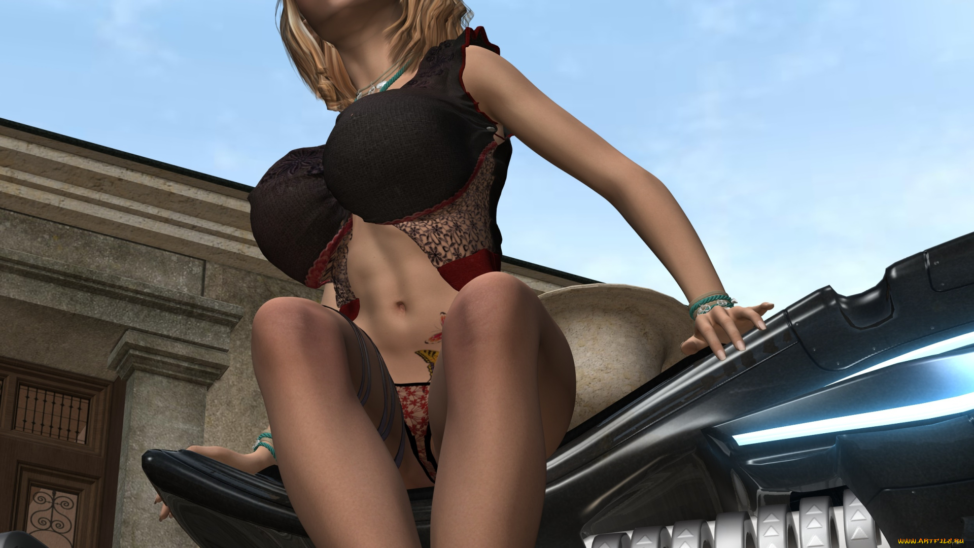 3д, графика, люди-авто, мото, , people-, car, , , moto, фон, взгляд, девушка