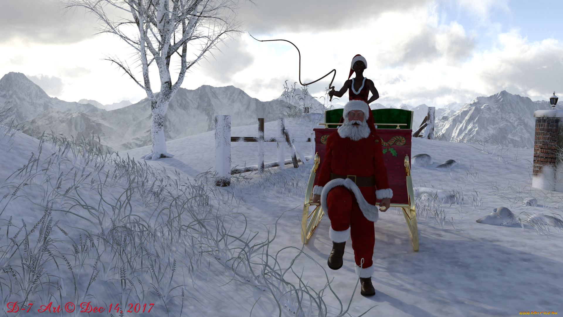 3д, графика, праздники, , holidays, снегурочка, праздник, санта, клаус