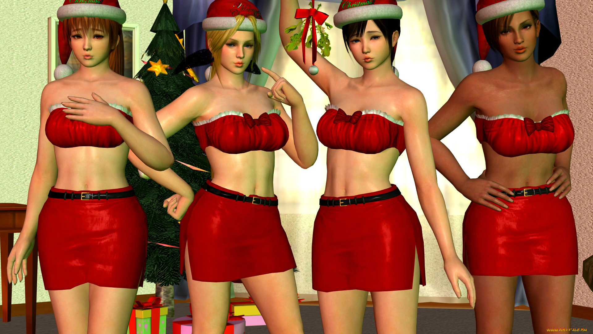 3д, графика, праздники, , holidays, взгляд, девушки, фон