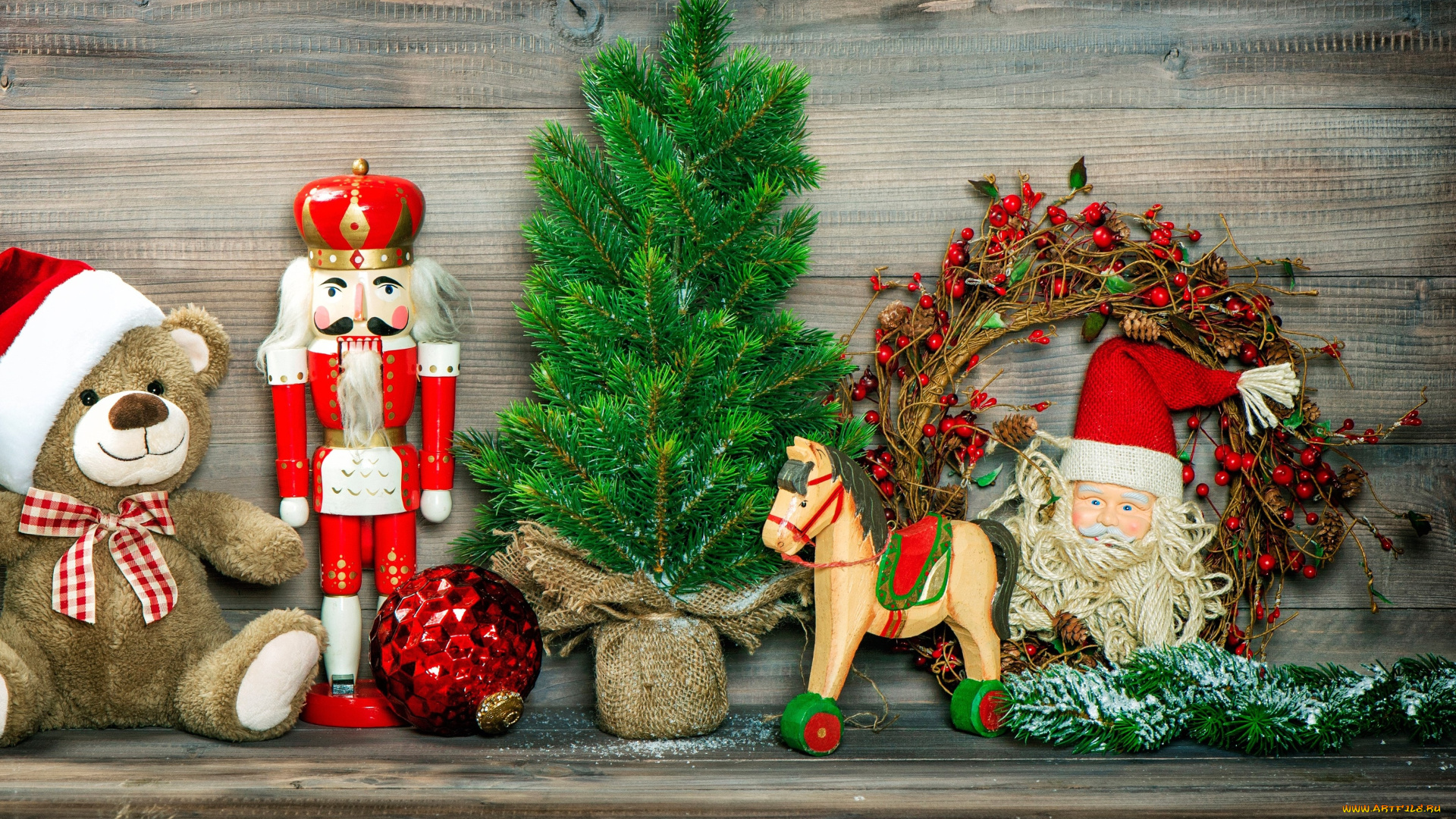 праздничные, -, разное, , новый, год, шарик, санта-клаус, праздник, новогодние, лошадка, хвойные, новый, год, игрушки, пюшевый, рождество, мишка, ветки, щелкунчик, ёлочка, красный, дед, мороз