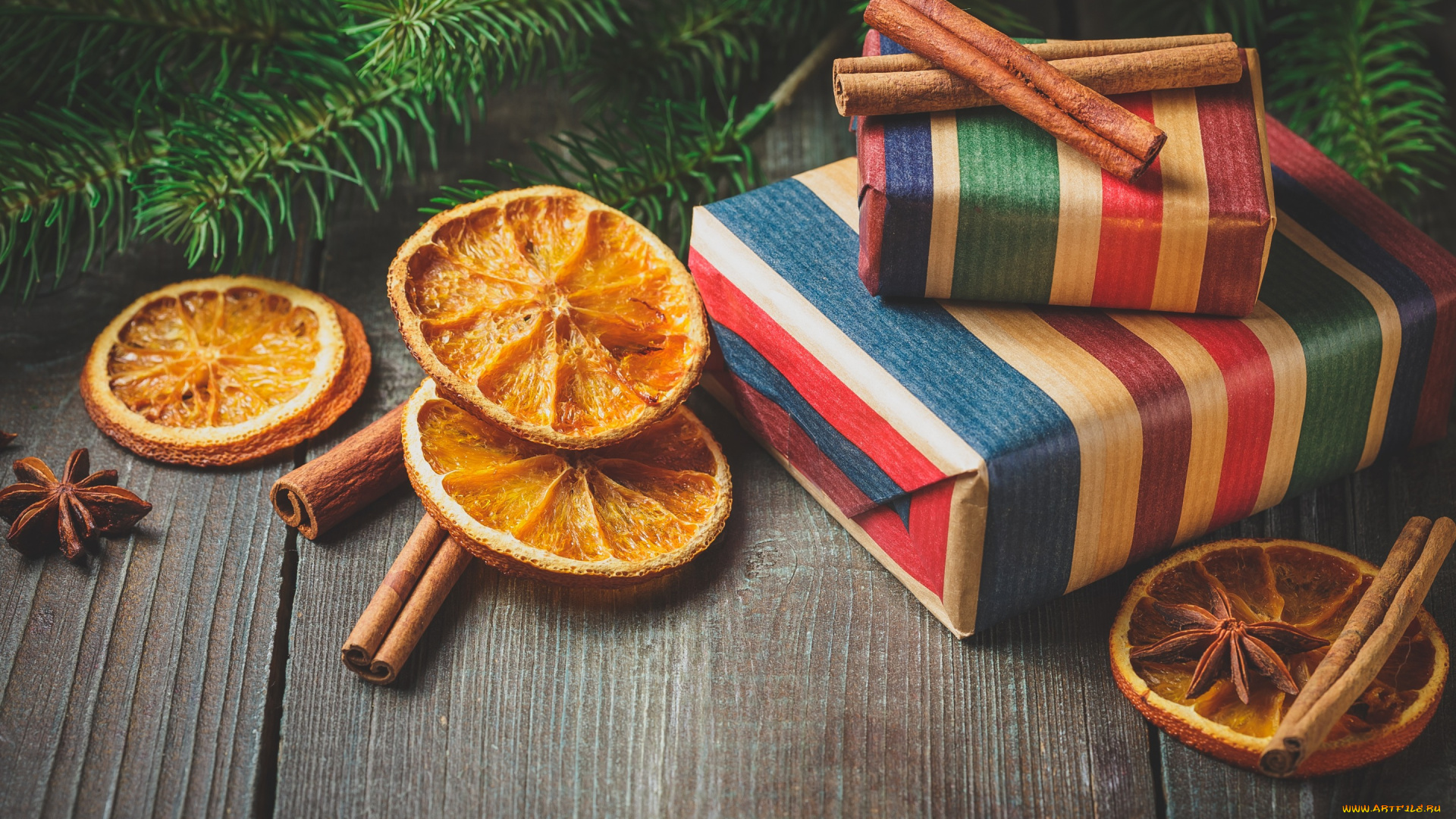 праздничные, подарки, и, коробочки, vintage, украшения, holiday, celebration, happy, gift, елка, апельсин, orange, decoration, корица