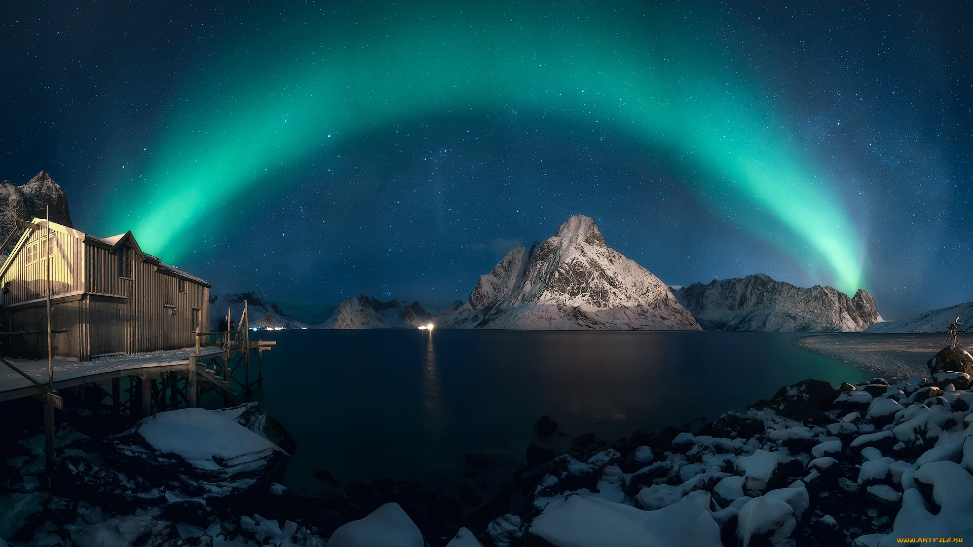 природа, северное, сияние, простор