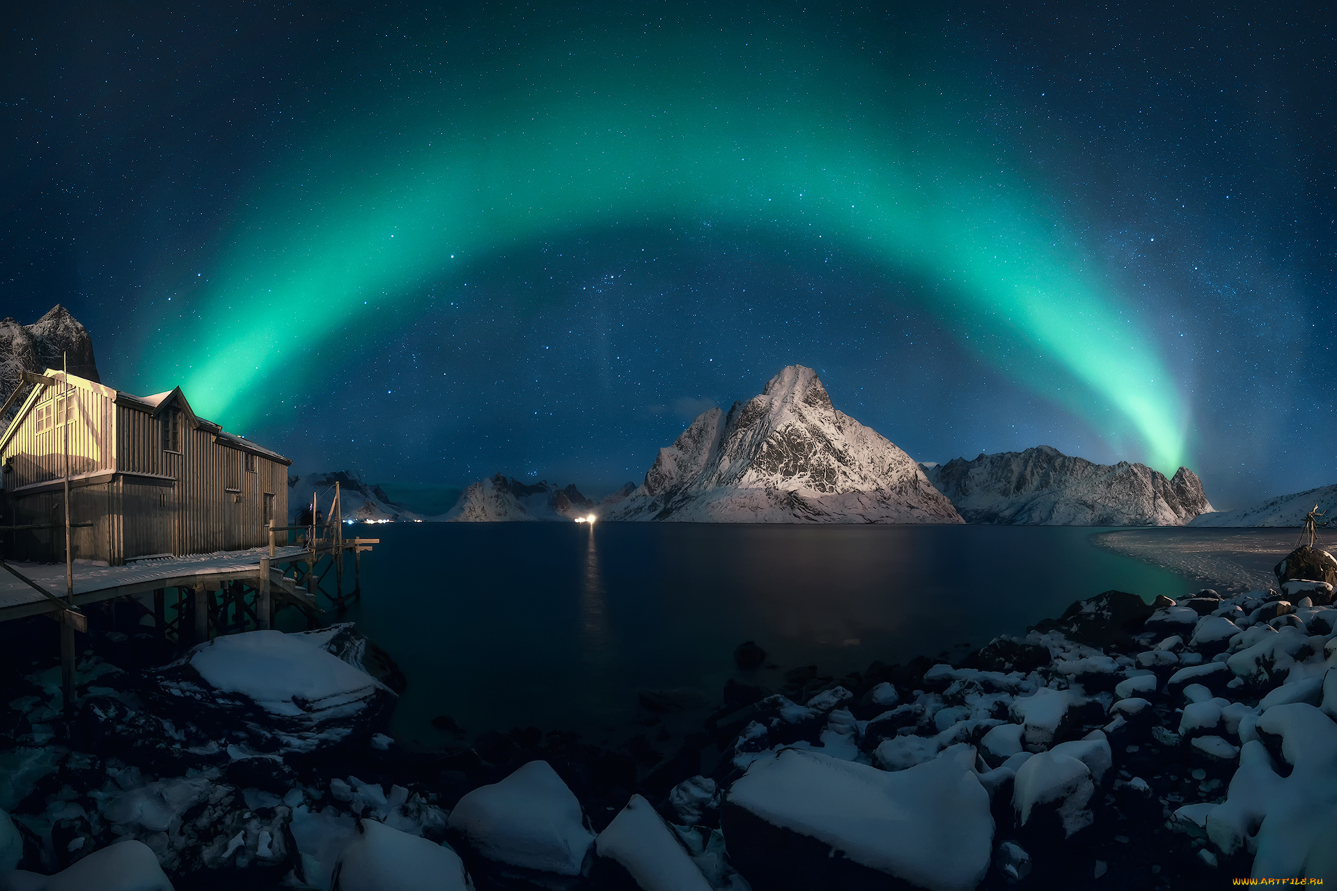 природа, северное, сияние, простор