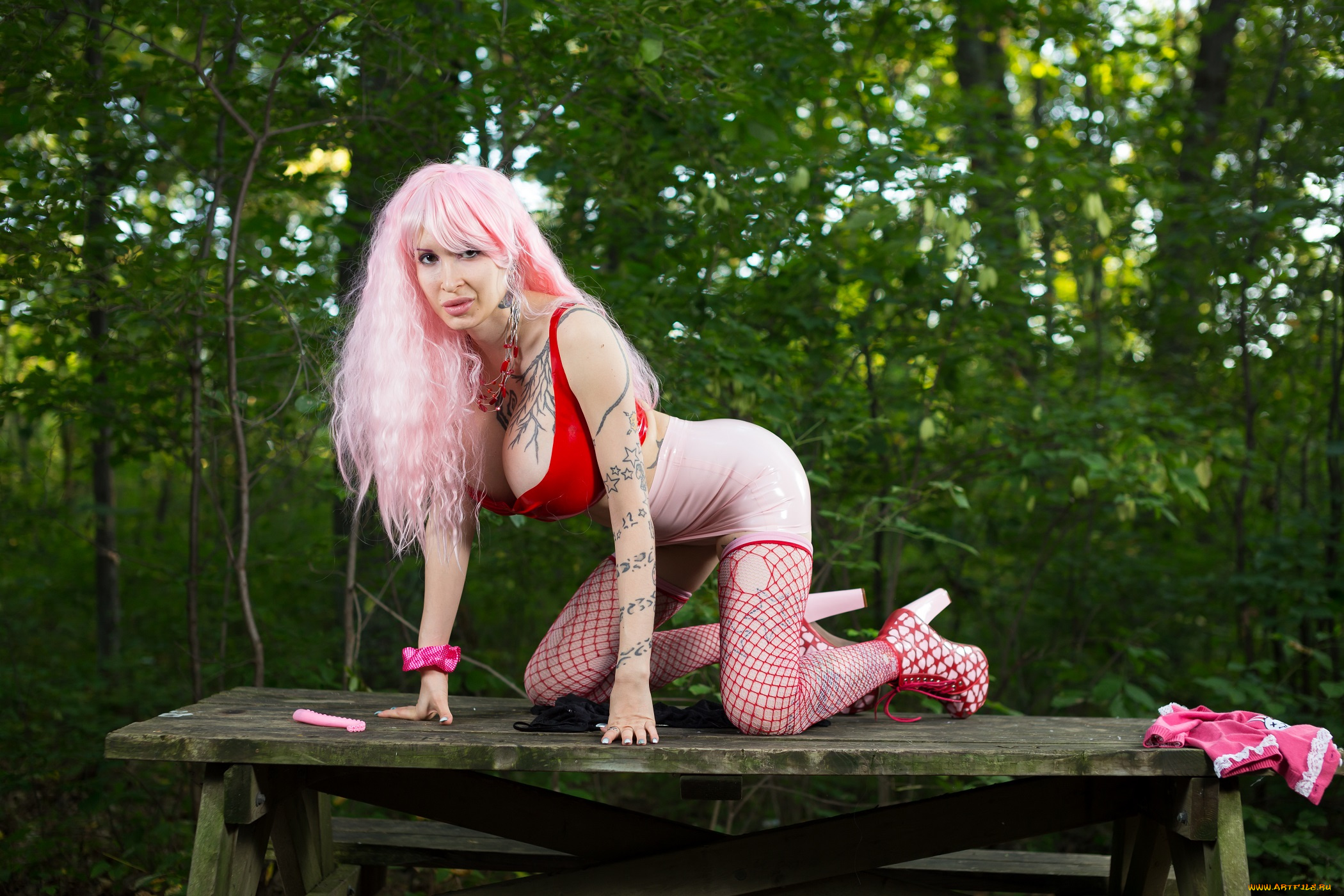 девушки, ariane, saint-amour, фон, девушка, лес, взгляд