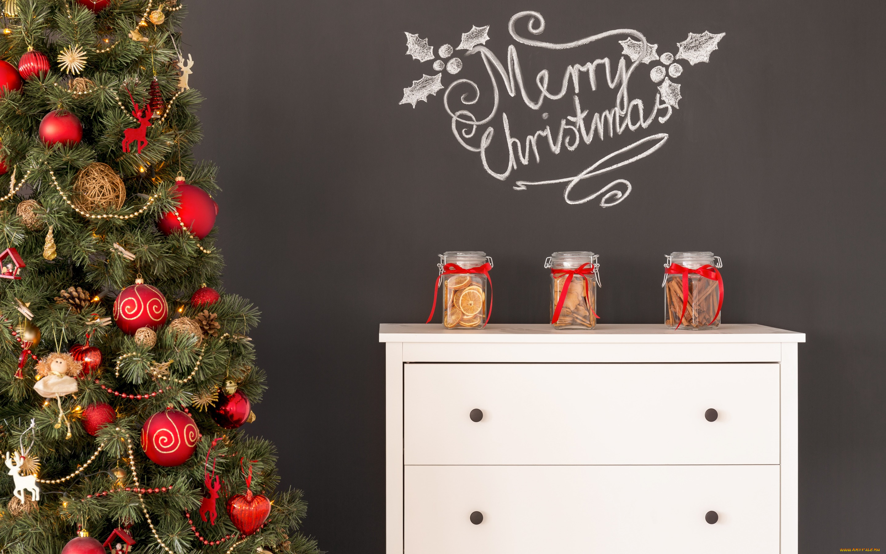 праздничные, новогодний, очаг, украшения, happy