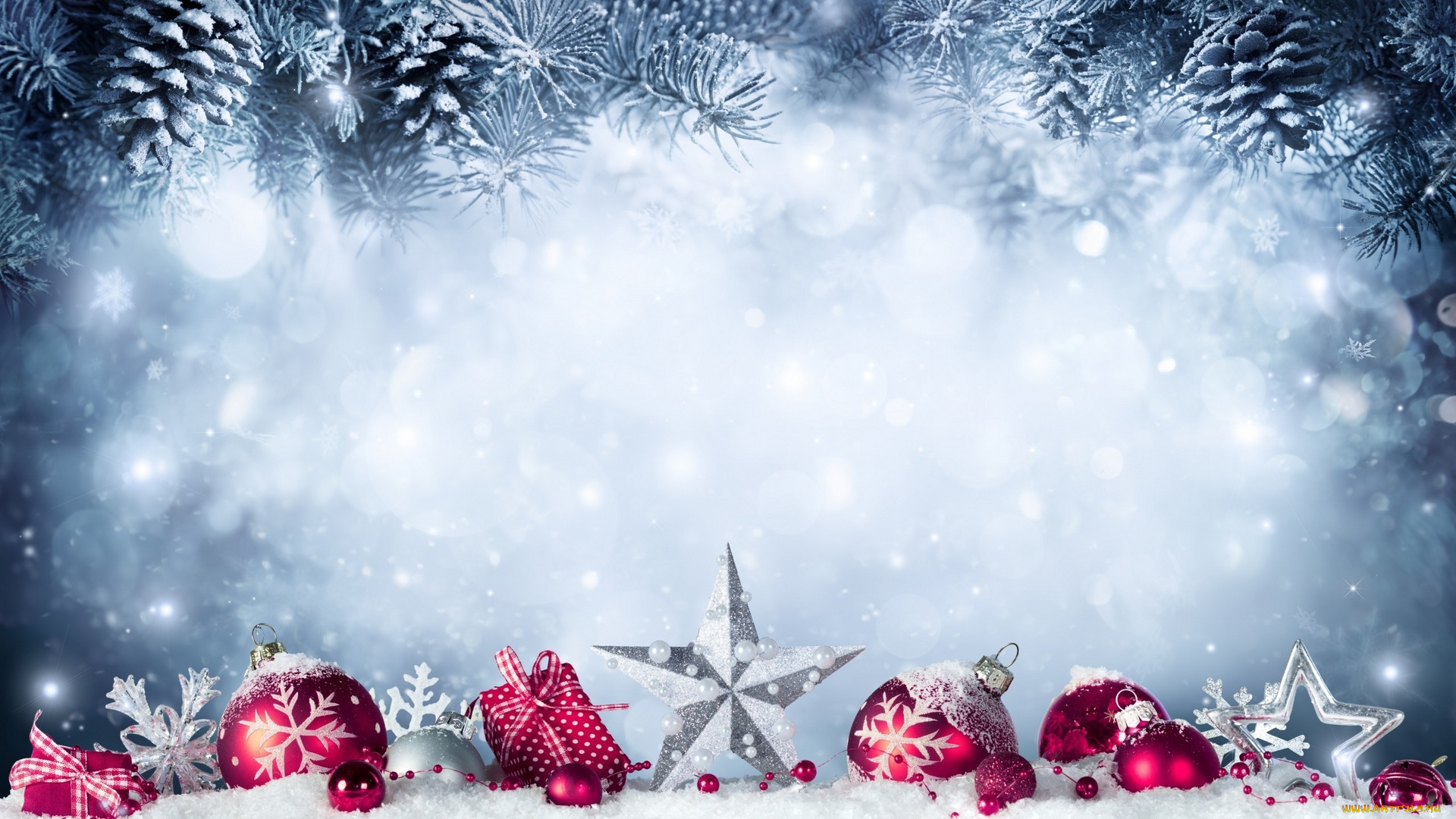 праздничные, украшения, снег, шишки, ёлка