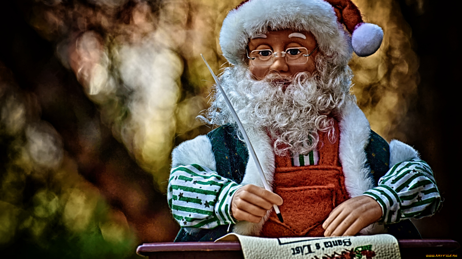 праздничные, фигурки, письмо, перо, игрушка, санта-клаус