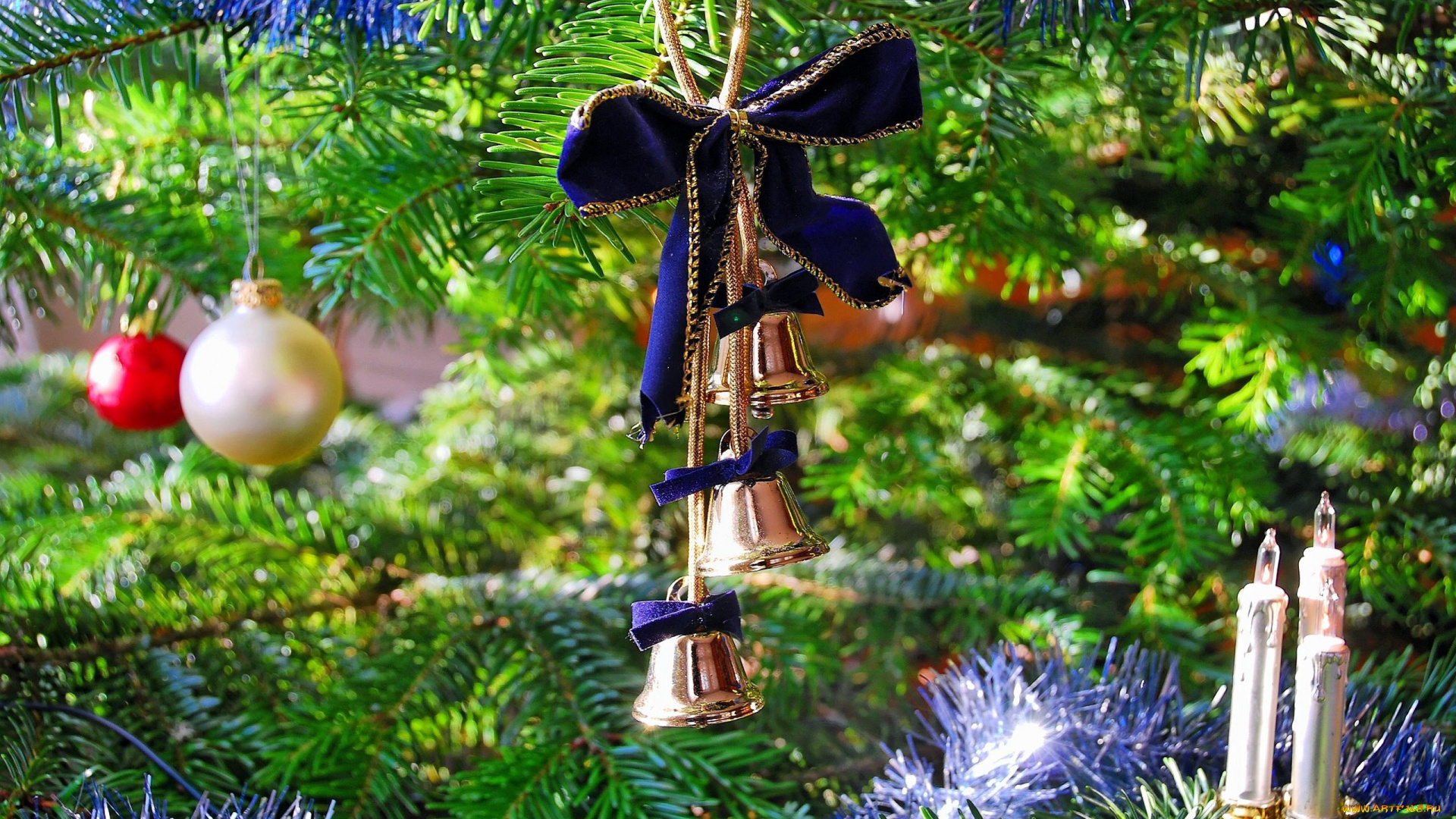 праздничные, колокольчики, ветка, бант