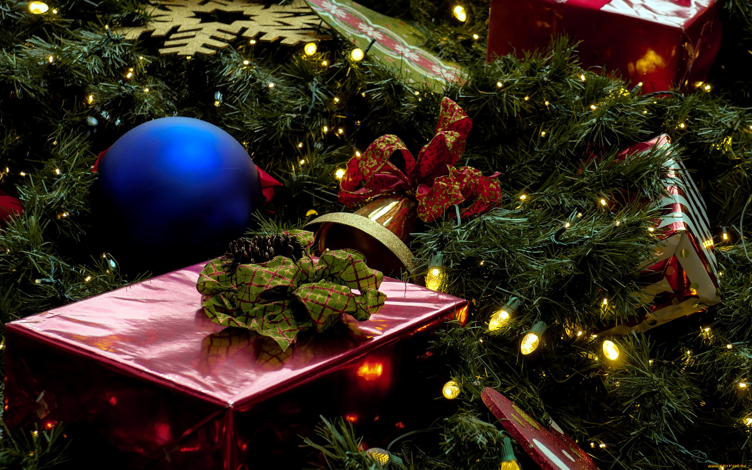 праздничные, подарки, и, коробочки, подарки, шарик, гирлянда