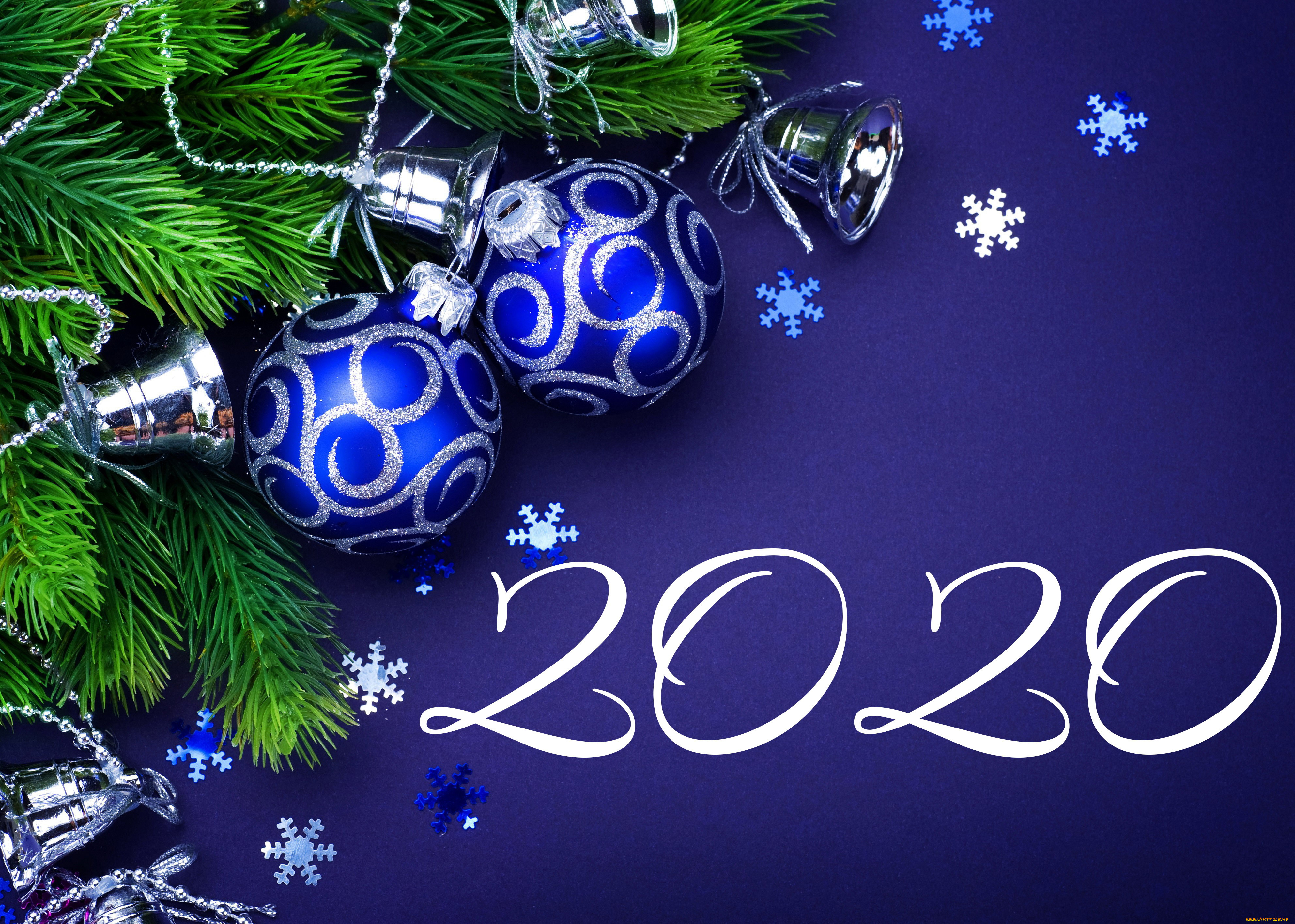 праздничные, украшения, колокольчики, ёлка, шары, цифры