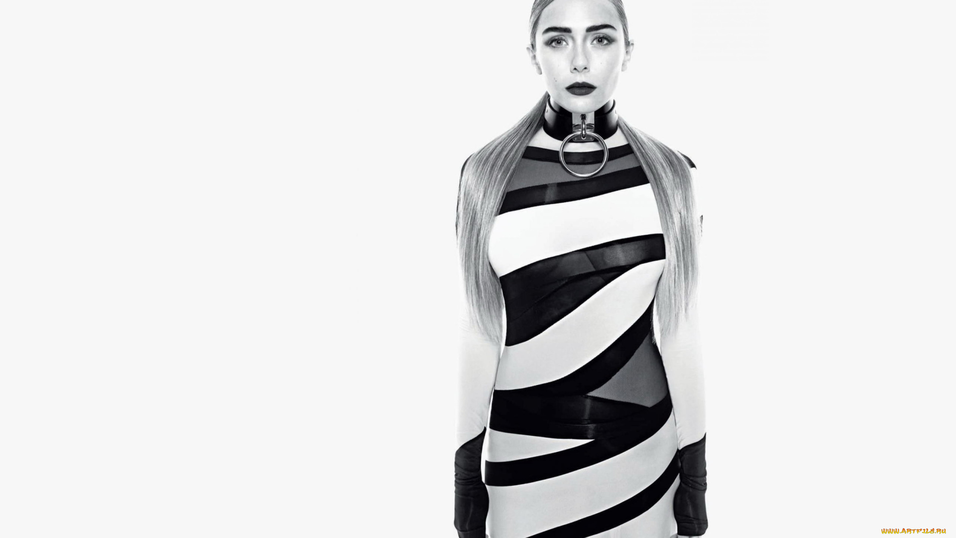 девушки, elizabeth, olsen, черно-белая, актриса, платье