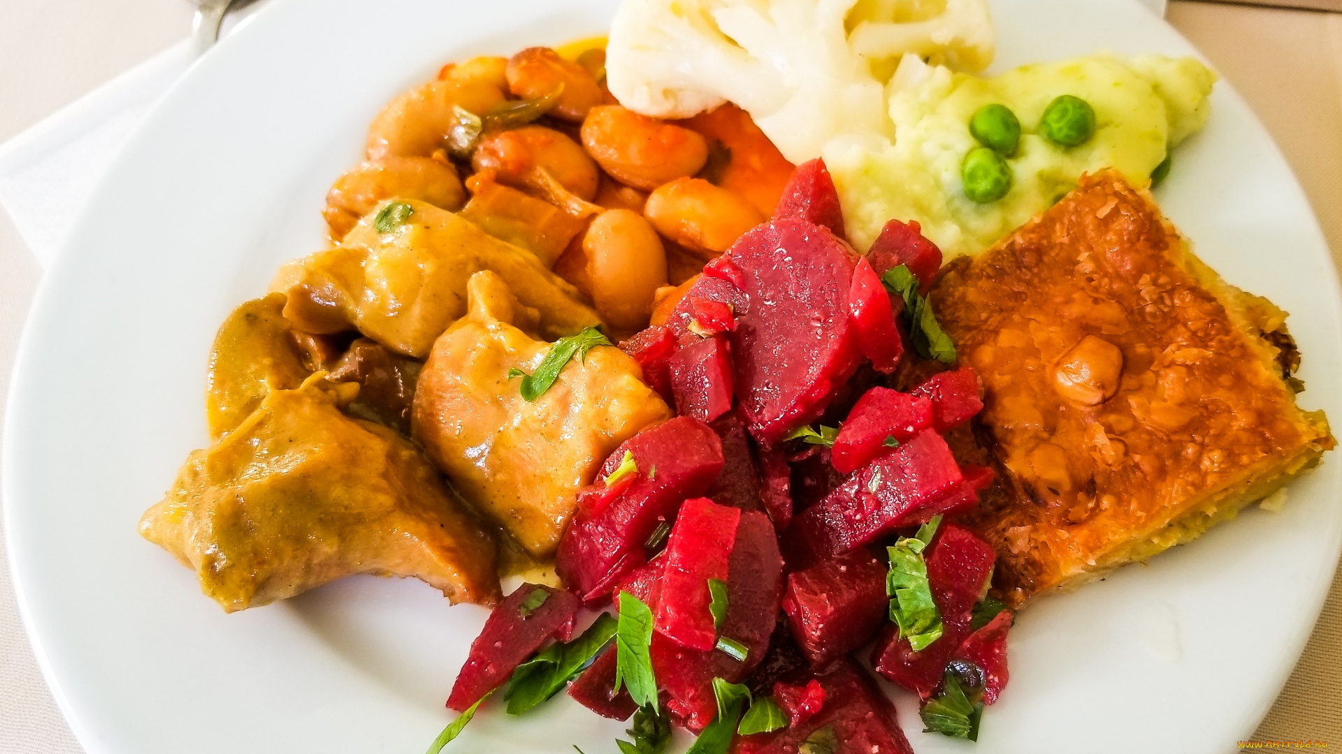 еда, мясные, блюда, мясо, гарнир, овощи