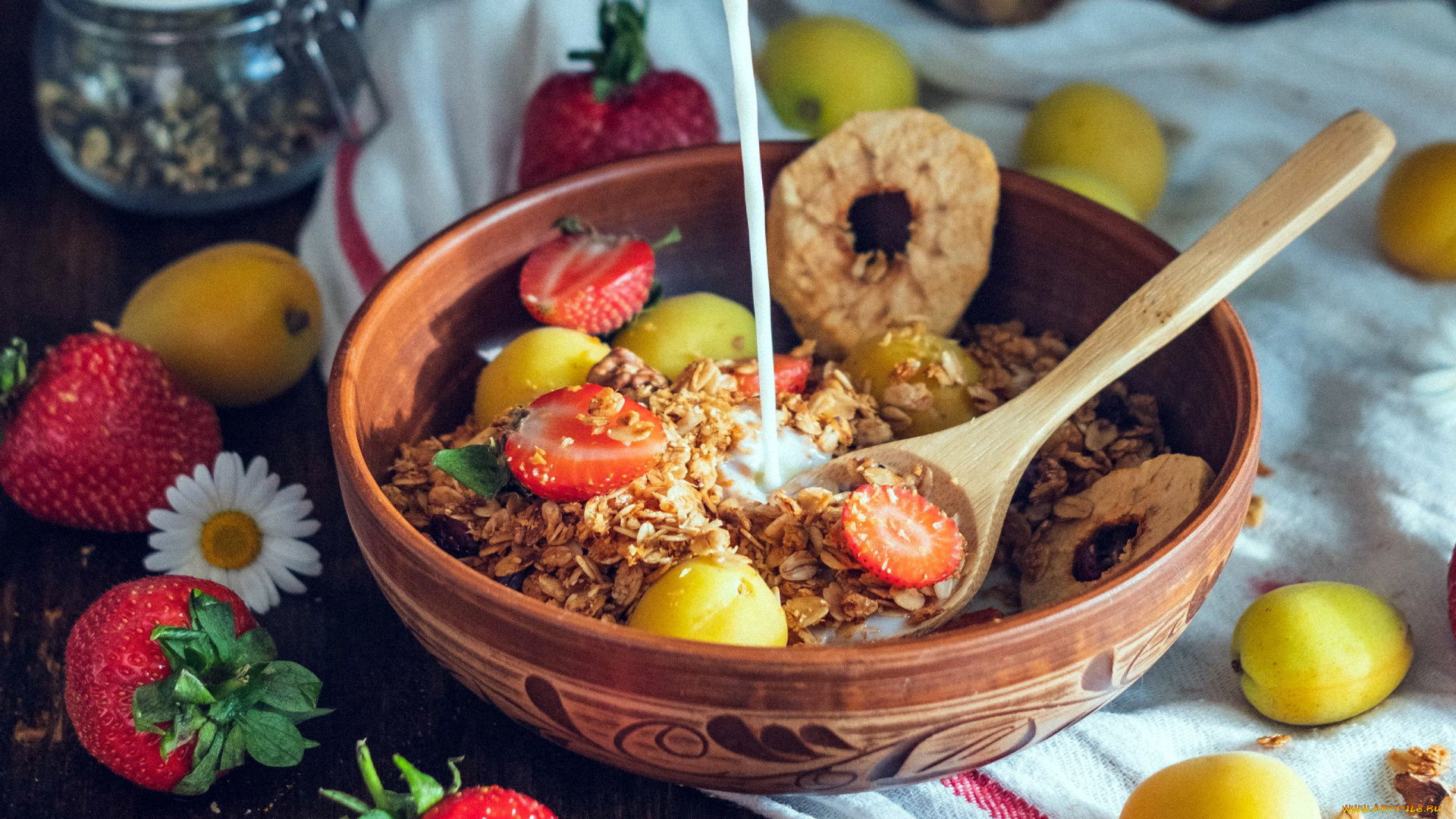 еда, мюсли, , хлопья, хлопья, ягоды