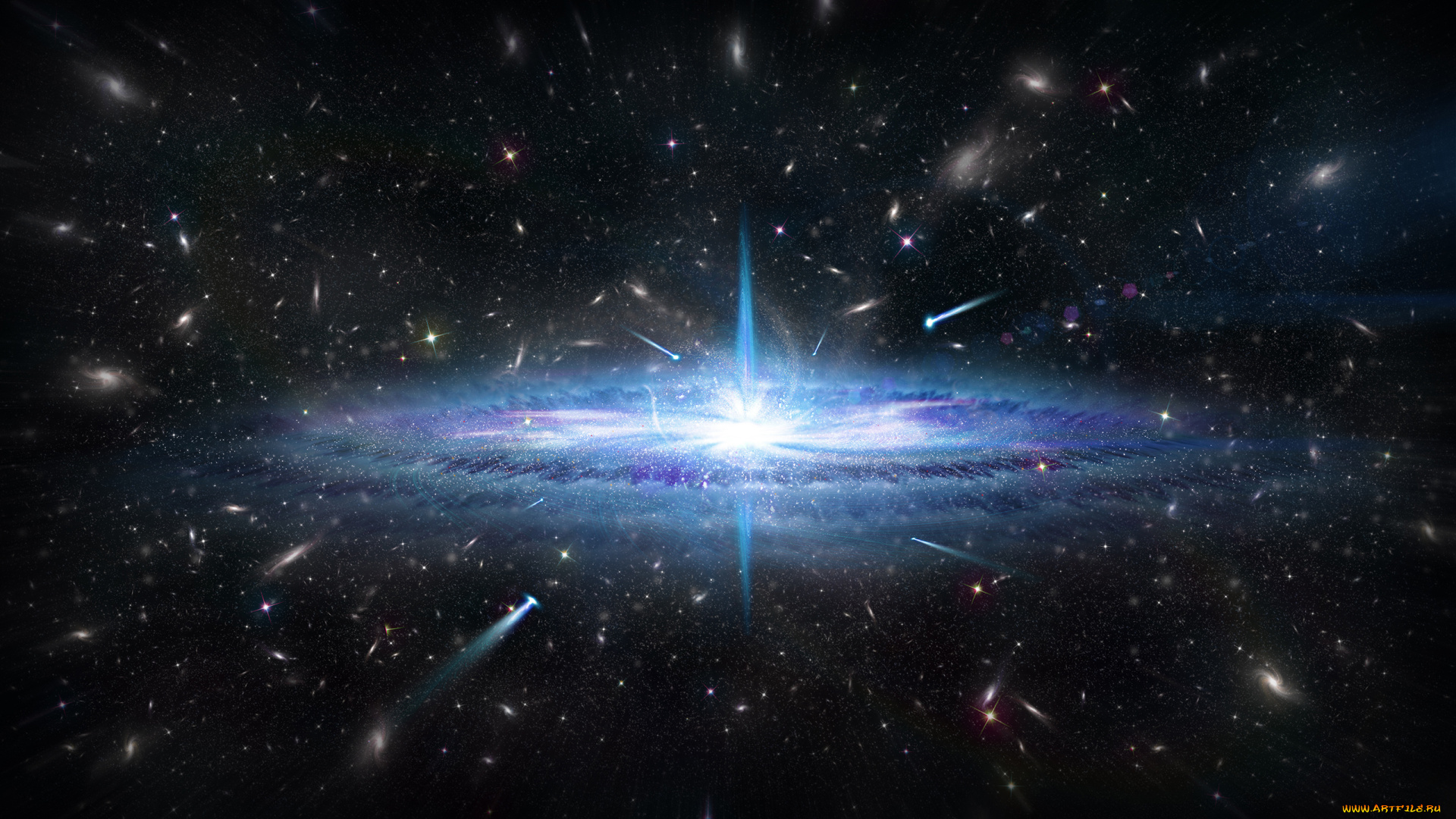 космос, квазары, небо, звёзды, туманность, свечение, галактика, вселенная, пространство, бесконечность