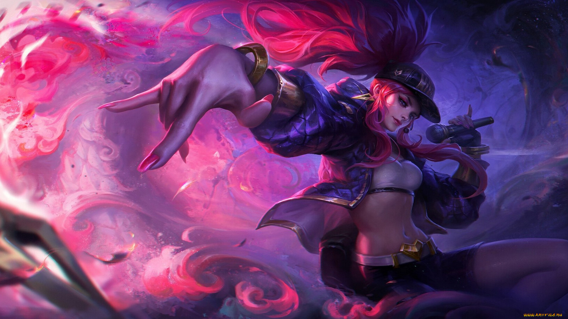 видео, игры, league, of, legends, akali, микрофон, магия, кепка, куртка, топ