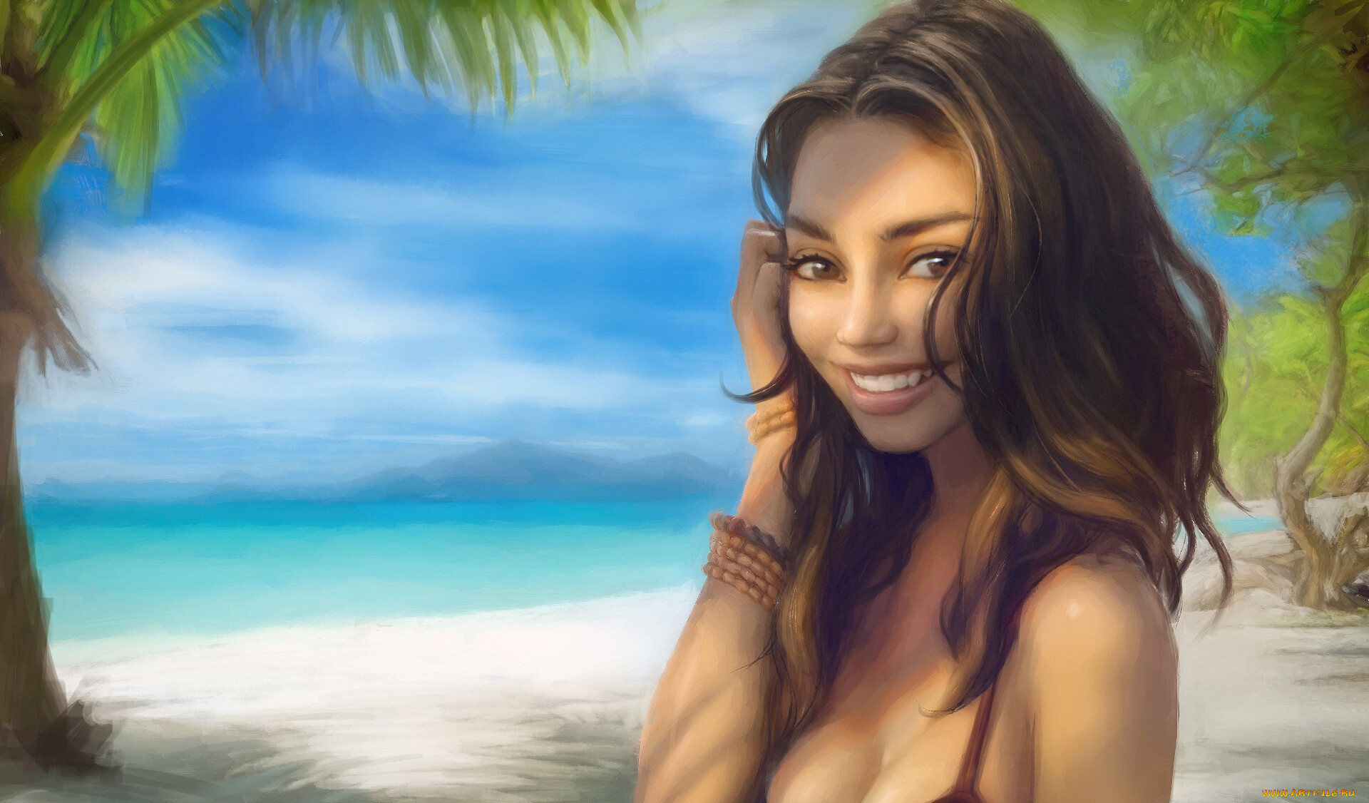 рисованное, люди, девушка