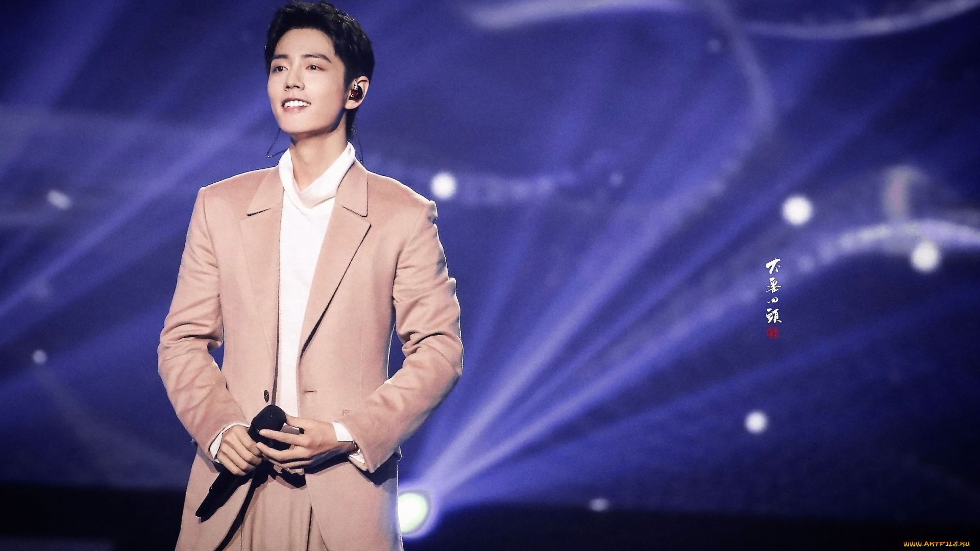 мужчины, xiao, zhan, актер, певец, костюм, микрофон, сцена