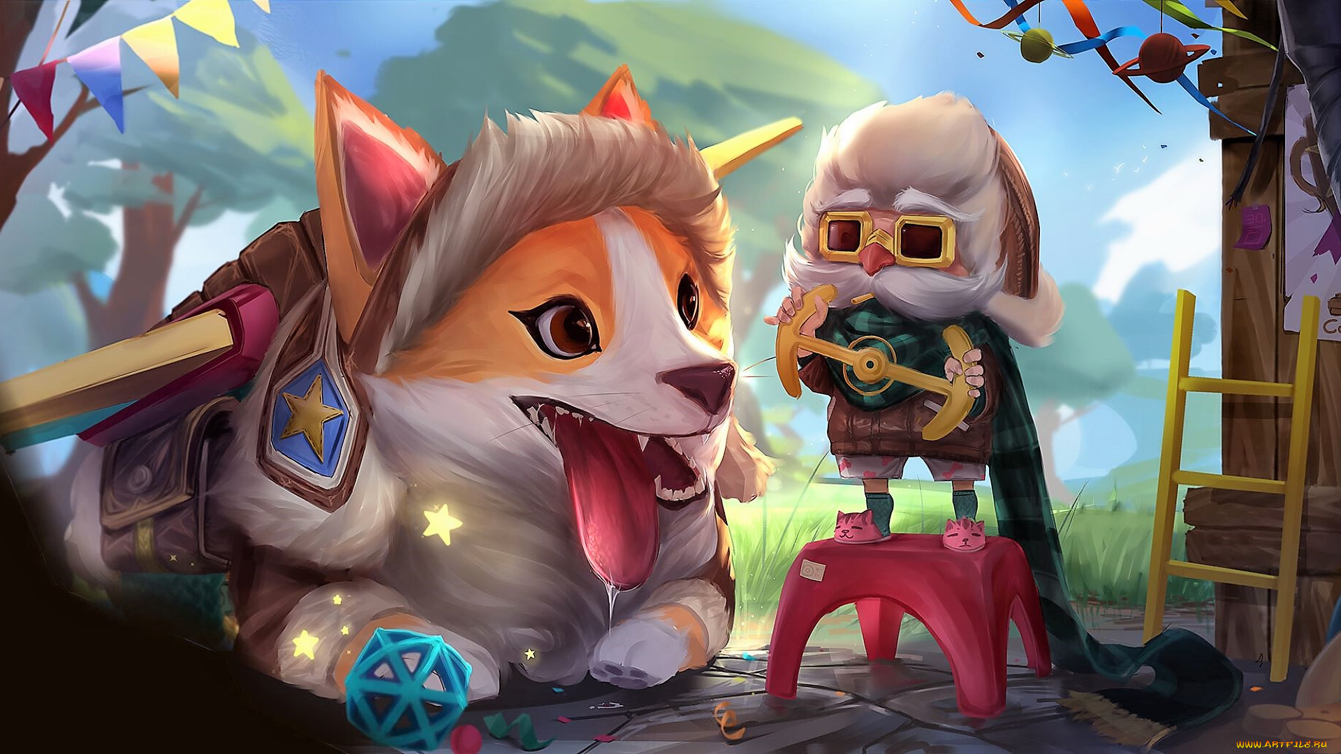 видео, игры, league, of, legends, собака, игрушки, пилот, табуретка, corki