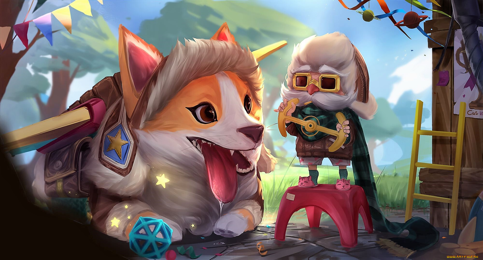 видео, игры, league, of, legends, собака, игрушки, пилот, табуретка, corki