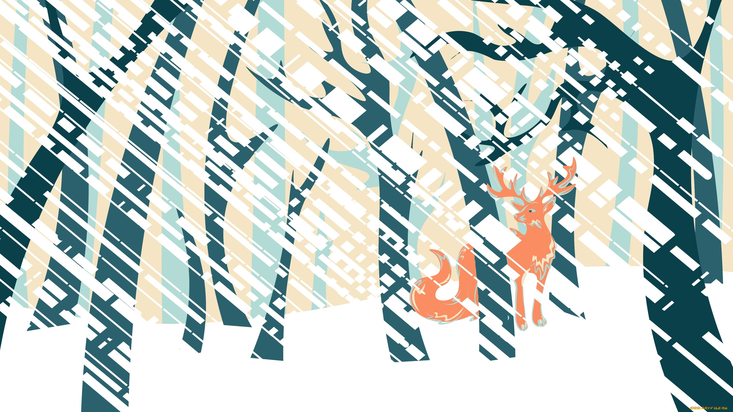 векторная, графика, животные, , animals, лес, снег, зверь