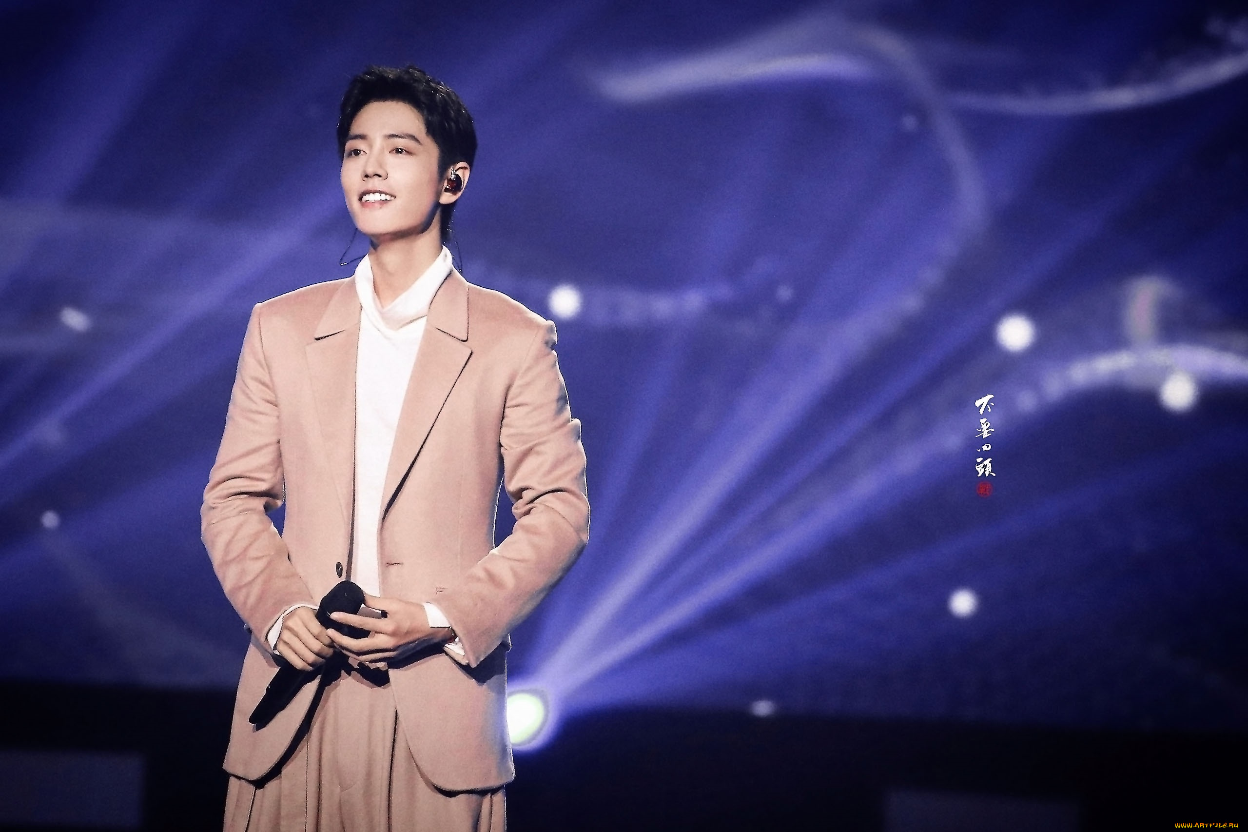 мужчины, xiao, zhan, актер, певец, костюм, микрофон, сцена