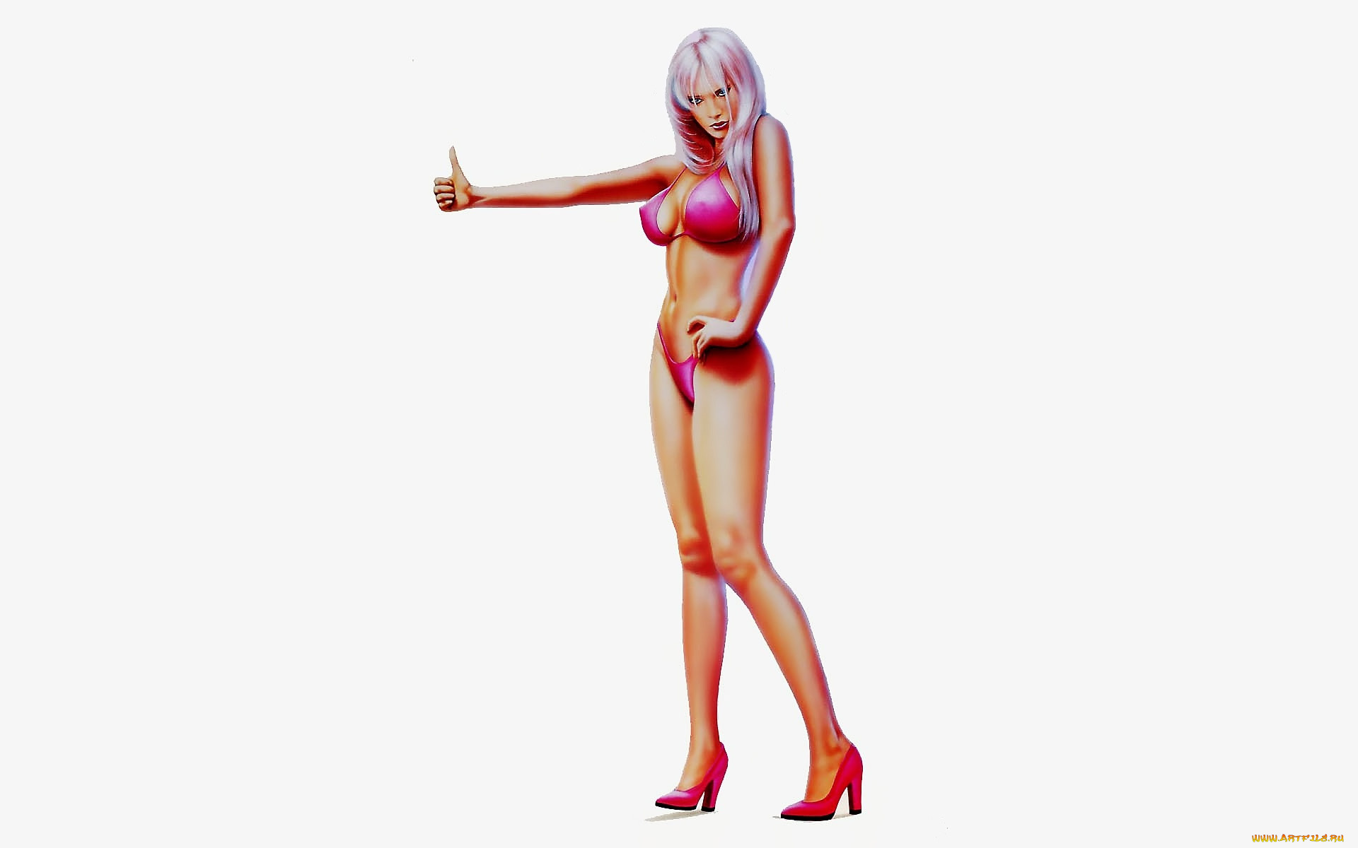 рисованное, carlos, cartagena, девушка, купальник, автостоп