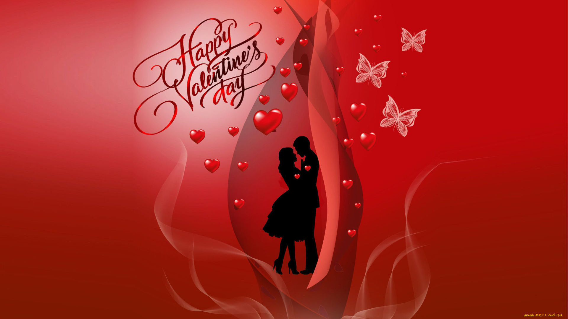 праздничные, день, святого, валентина, , сердечки, , любовь, пара, бабочки, сердечки