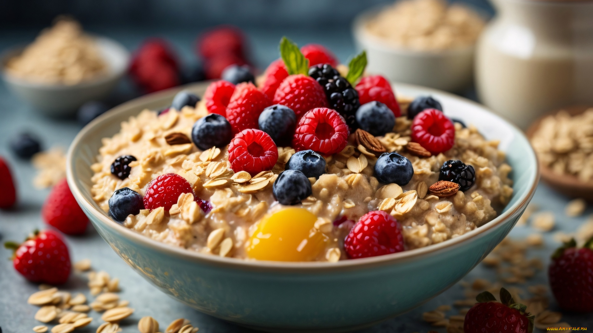 3д, графика, еда-, food, овсянка