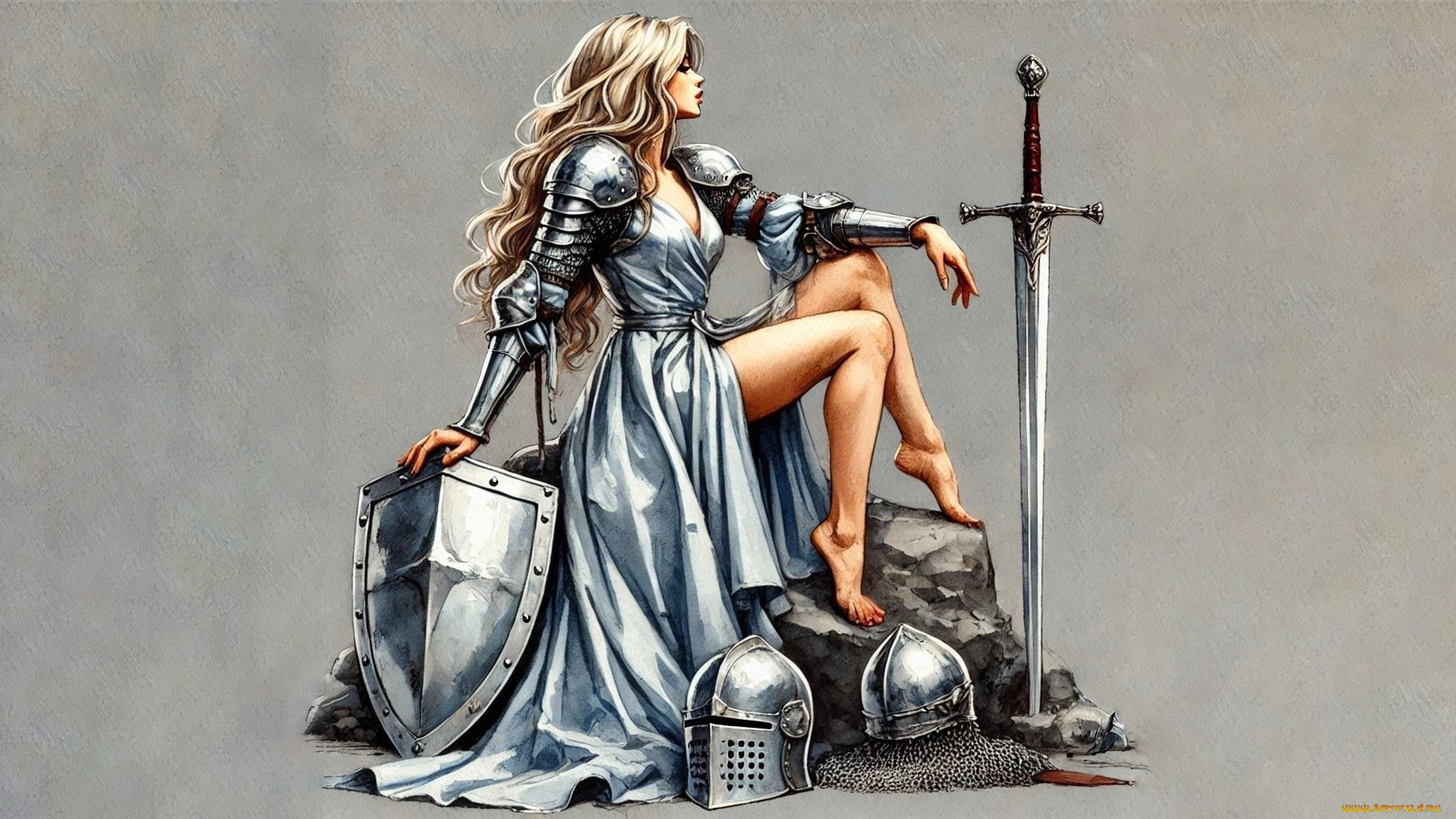 фэнтези, люди, нейросети, графика, нейроарт, ai, art, нейронные, сети, рисунки, нейро, искусство, нейрографика, graphics, neuroart, neural, networks, drawings, neuro, neurography, девушка, рыцарь