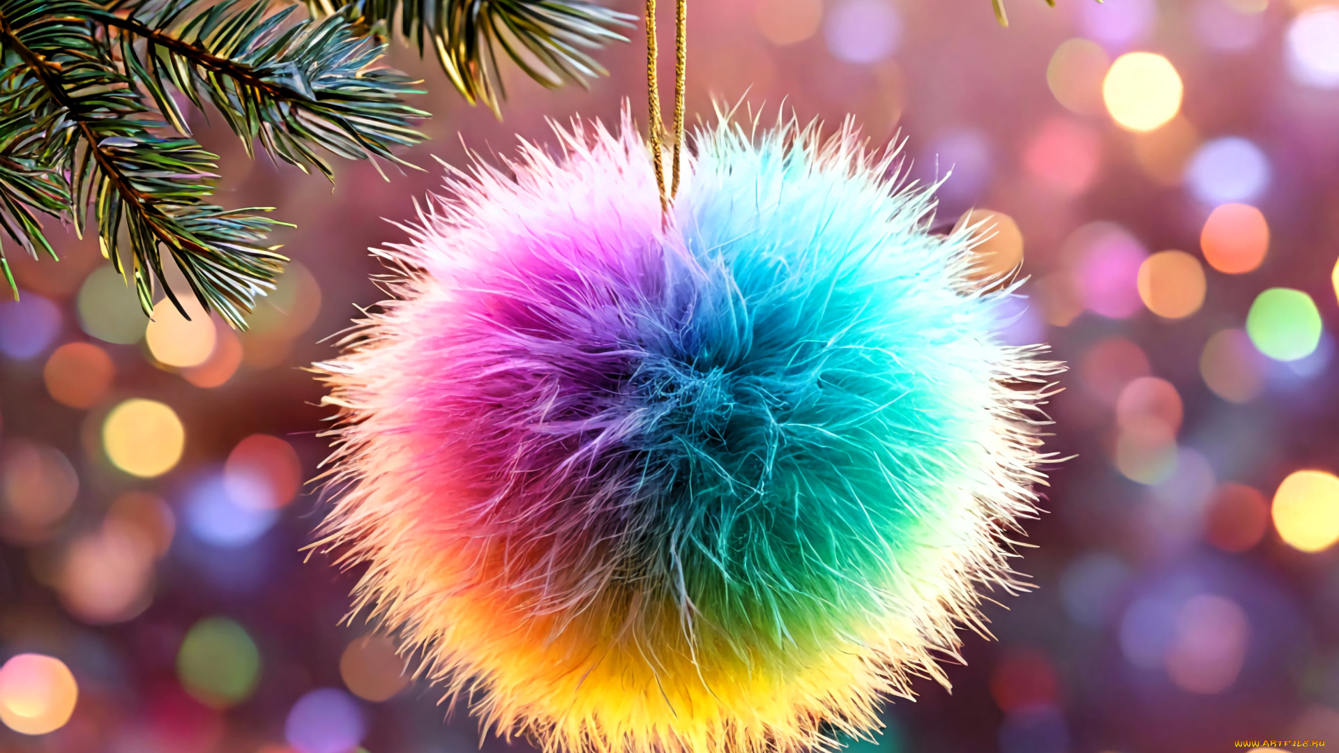 праздничные, украшения, шар, ёлка, блики