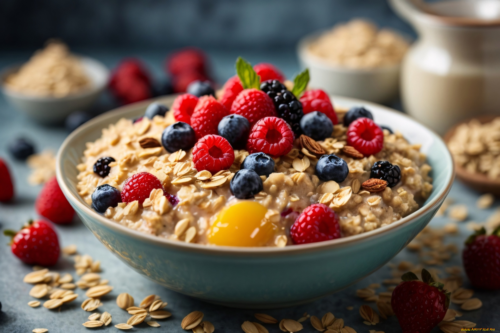 3д, графика, еда-, food, овсянка